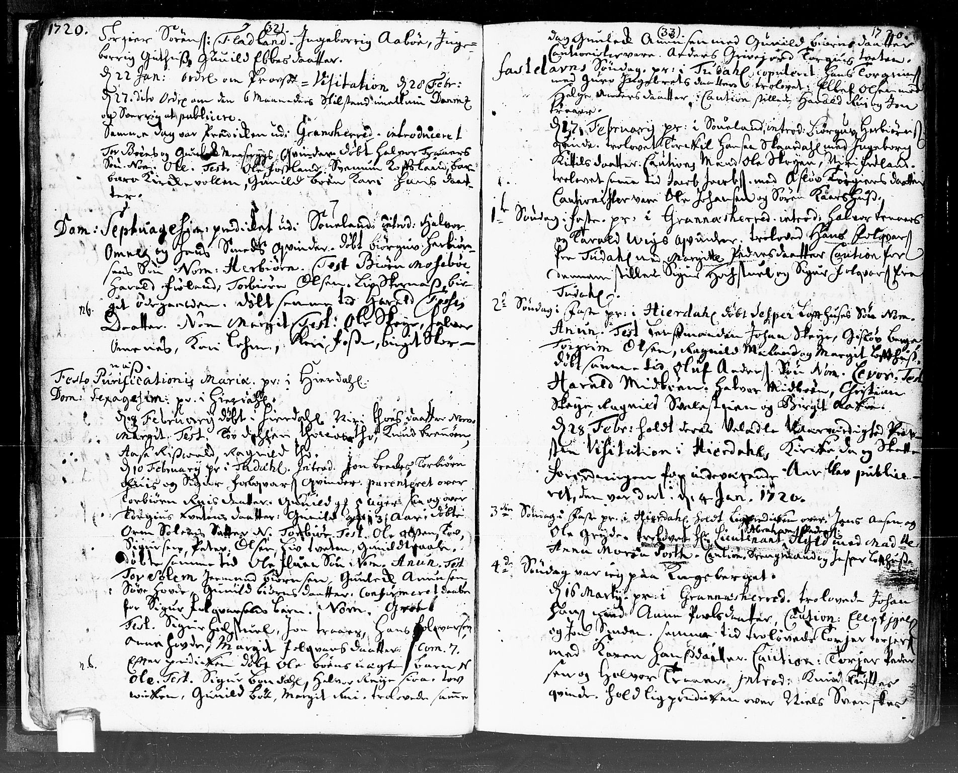 Hjartdal kirkebøker, SAKO/A-270/F/Fa/L0002: Parish register (official) no. I 2, 1716-1754, p. 32-33