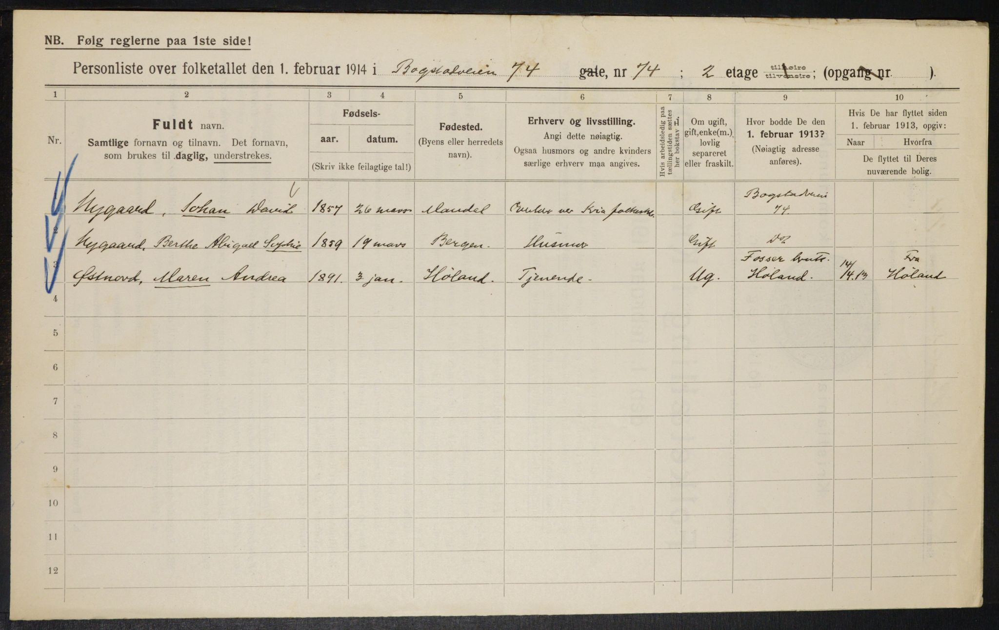 OBA, Municipal Census 1914 for Kristiania, 1914, p. 7596