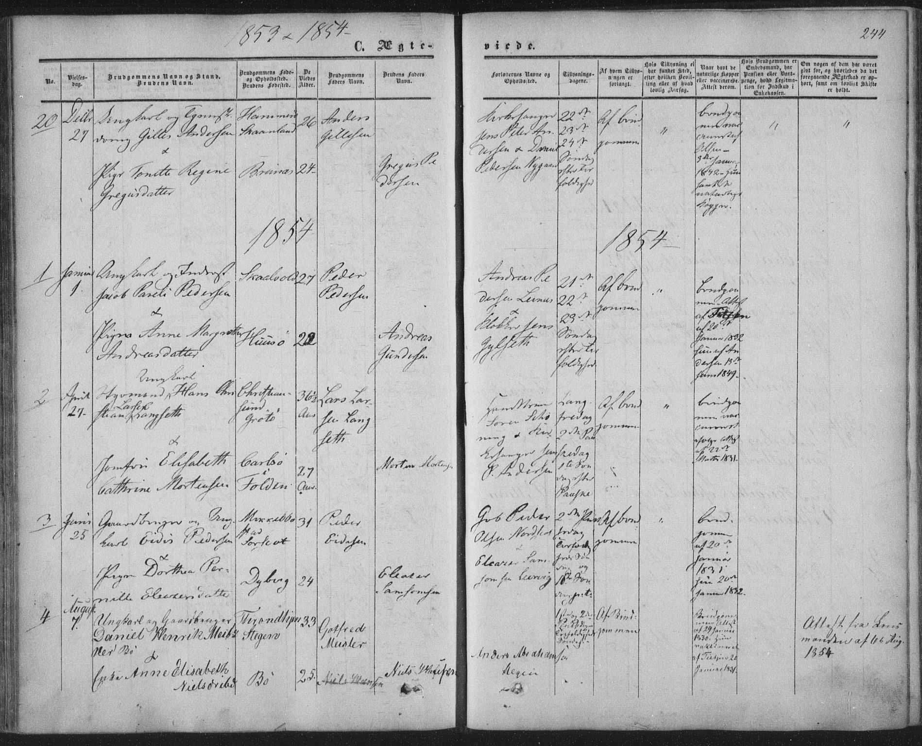 Ministerialprotokoller, klokkerbøker og fødselsregistre - Nordland, AV/SAT-A-1459/855/L0800: Parish register (official) no. 855A08, 1852-1864, p. 244