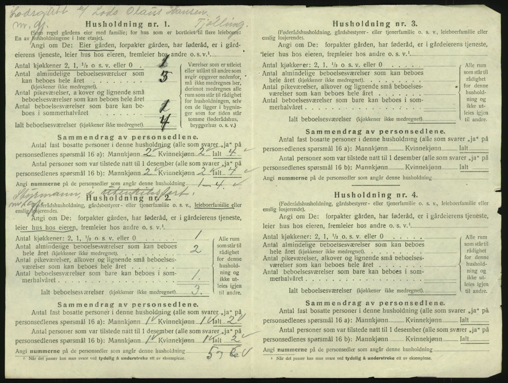 SAKO, 1920 census for Tjølling, 1920, p. 1542