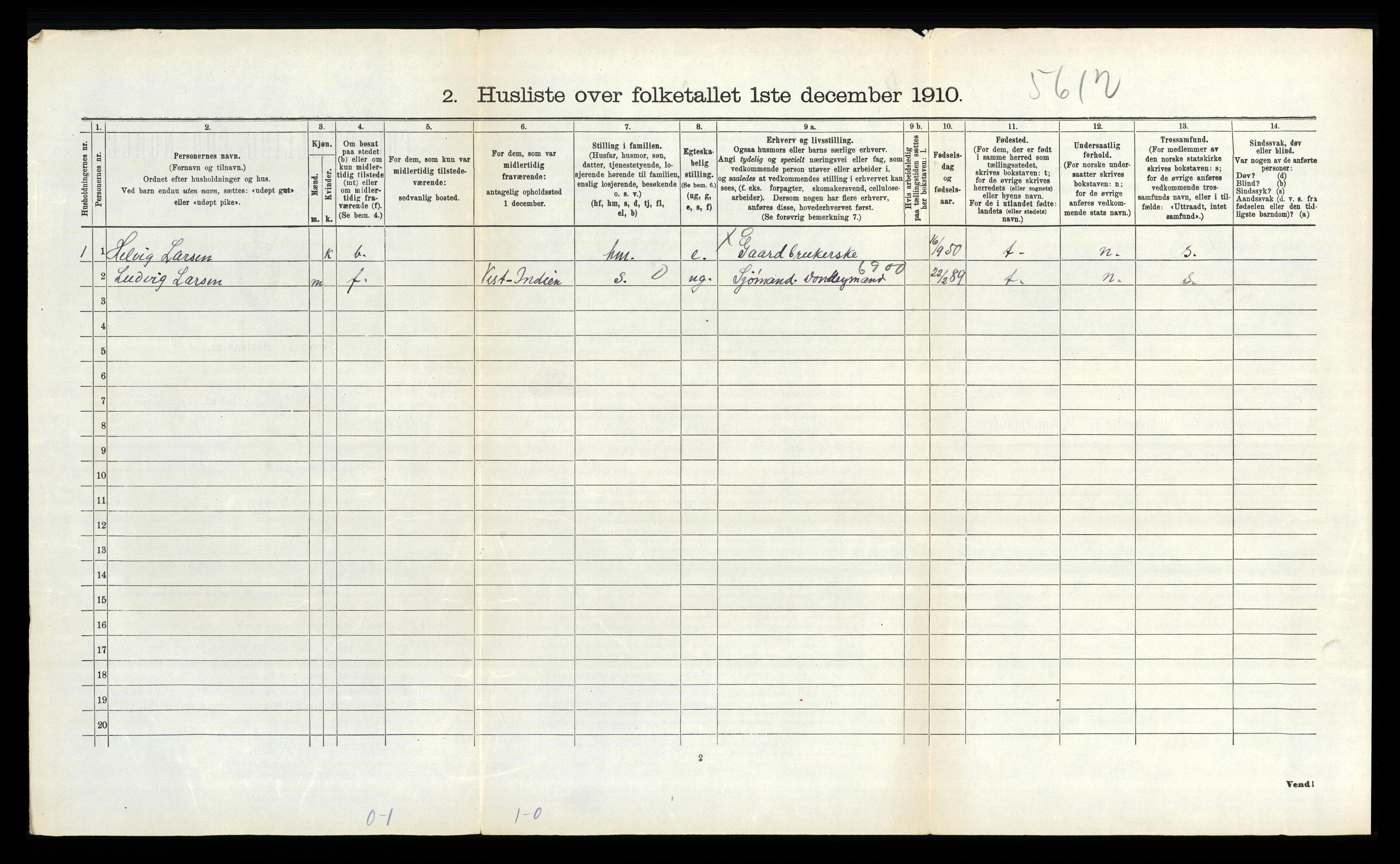 RA, 1910 census for Sandeherred, 1910, p. 1402