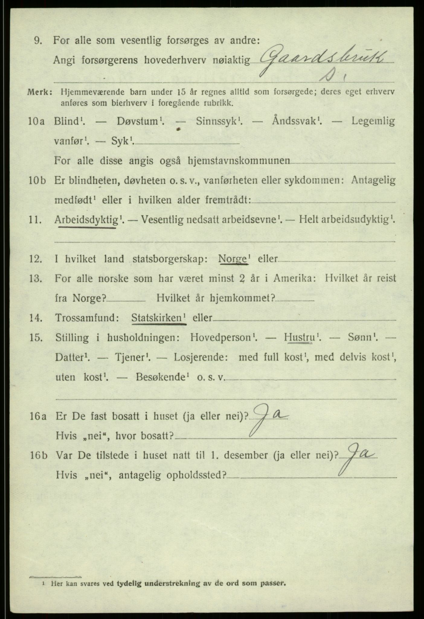 SAB, 1920 census for Strandvik, 1920, p. 1225