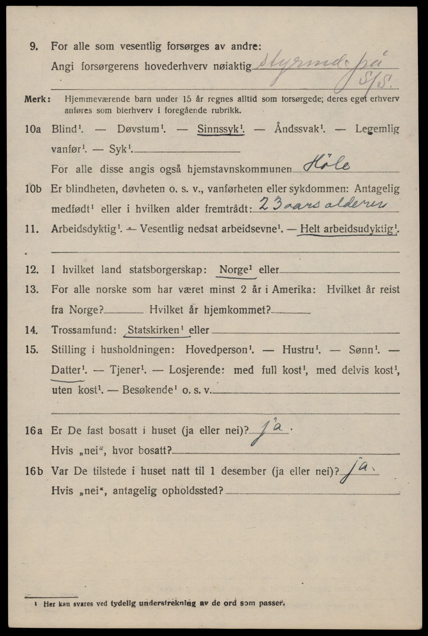 SAST, 1920 census for Høle, 1920, p. 1362