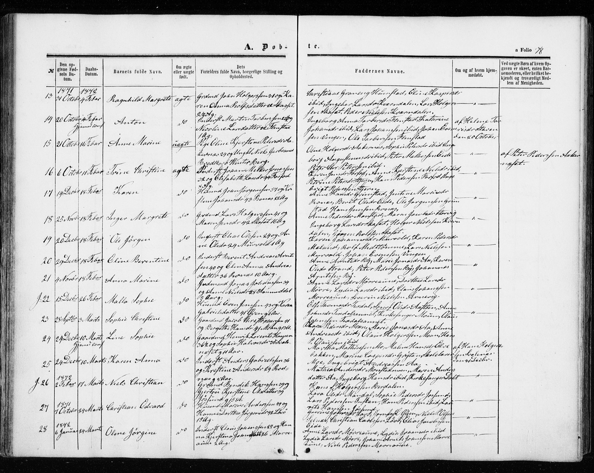 Ministerialprotokoller, klokkerbøker og fødselsregistre - Sør-Trøndelag, SAT/A-1456/655/L0678: Parish register (official) no. 655A07, 1861-1873, p. 78