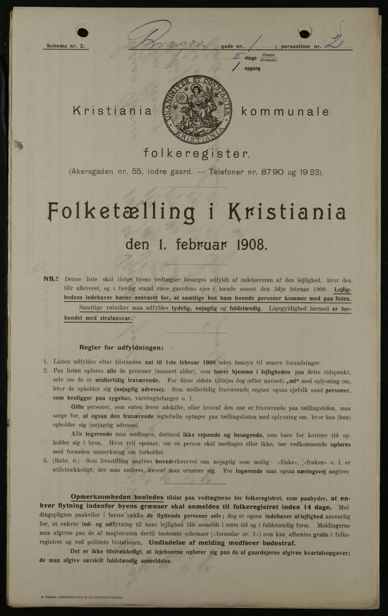 OBA, Municipal Census 1908 for Kristiania, 1908, p. 7824