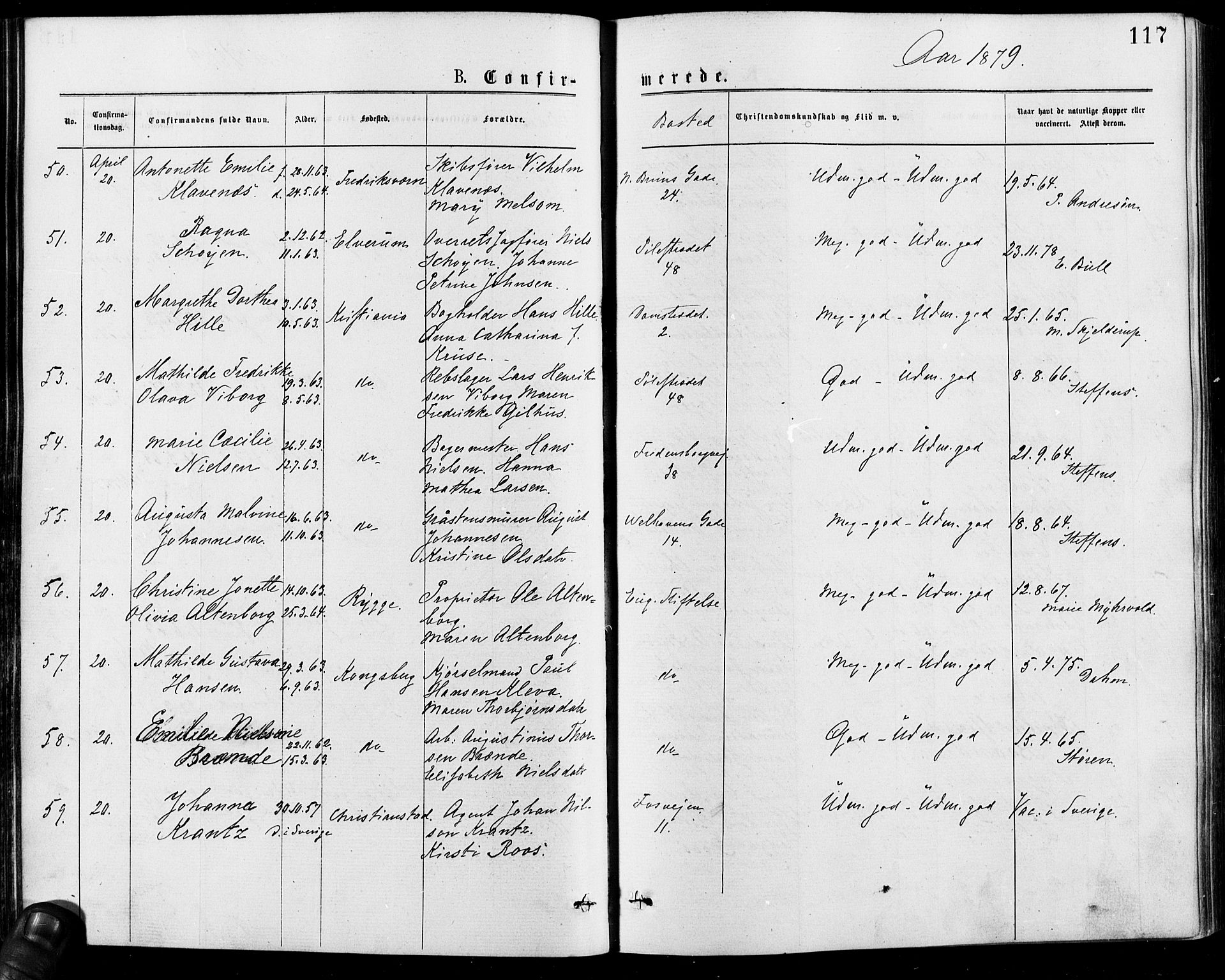 Gamle Aker prestekontor Kirkebøker, AV/SAO-A-10617a/F/L0005: Parish register (official) no. 5, 1873-1881, p. 117