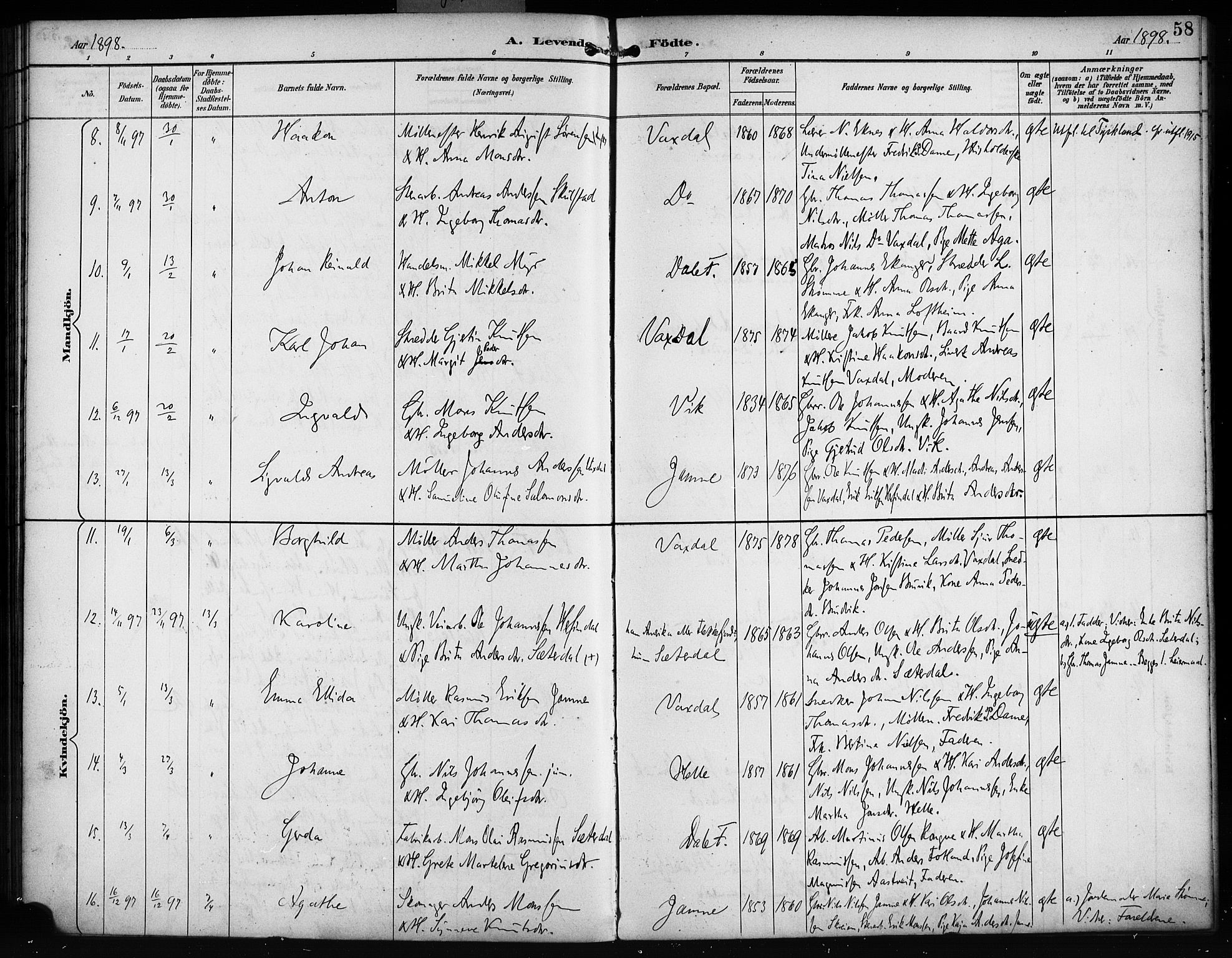 Bruvik Sokneprestembete, SAB/A-74701/H/Haa: Parish register (official) no. B 2, 1893-1903, p. 58