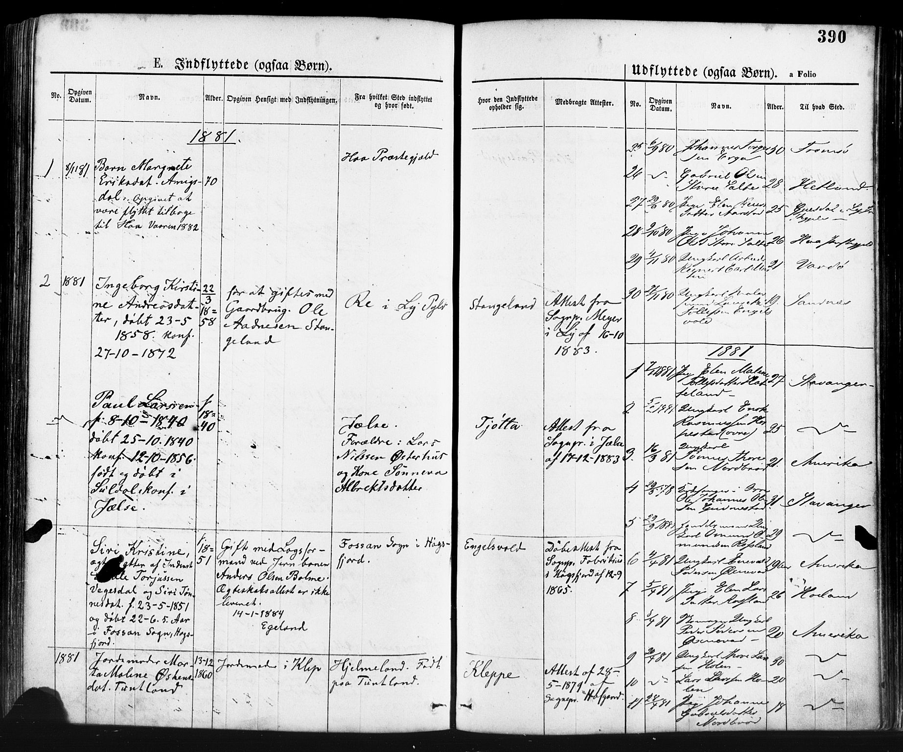 Klepp sokneprestkontor, AV/SAST-A-101803/001/3/30BA/L0006: Parish register (official) no. A 6, 1871-1885, p. 390