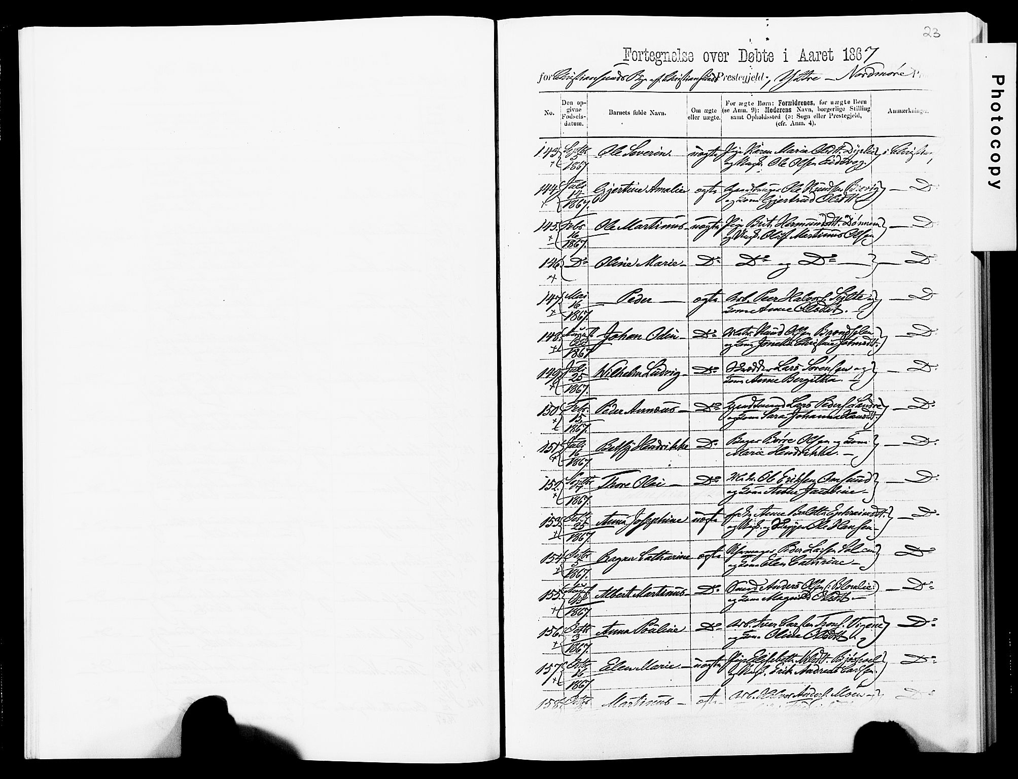 Ministerialprotokoller, klokkerbøker og fødselsregistre - Møre og Romsdal, AV/SAT-A-1454/572/L0857: Parish register (official) no. 572D01, 1866-1872, p. 23