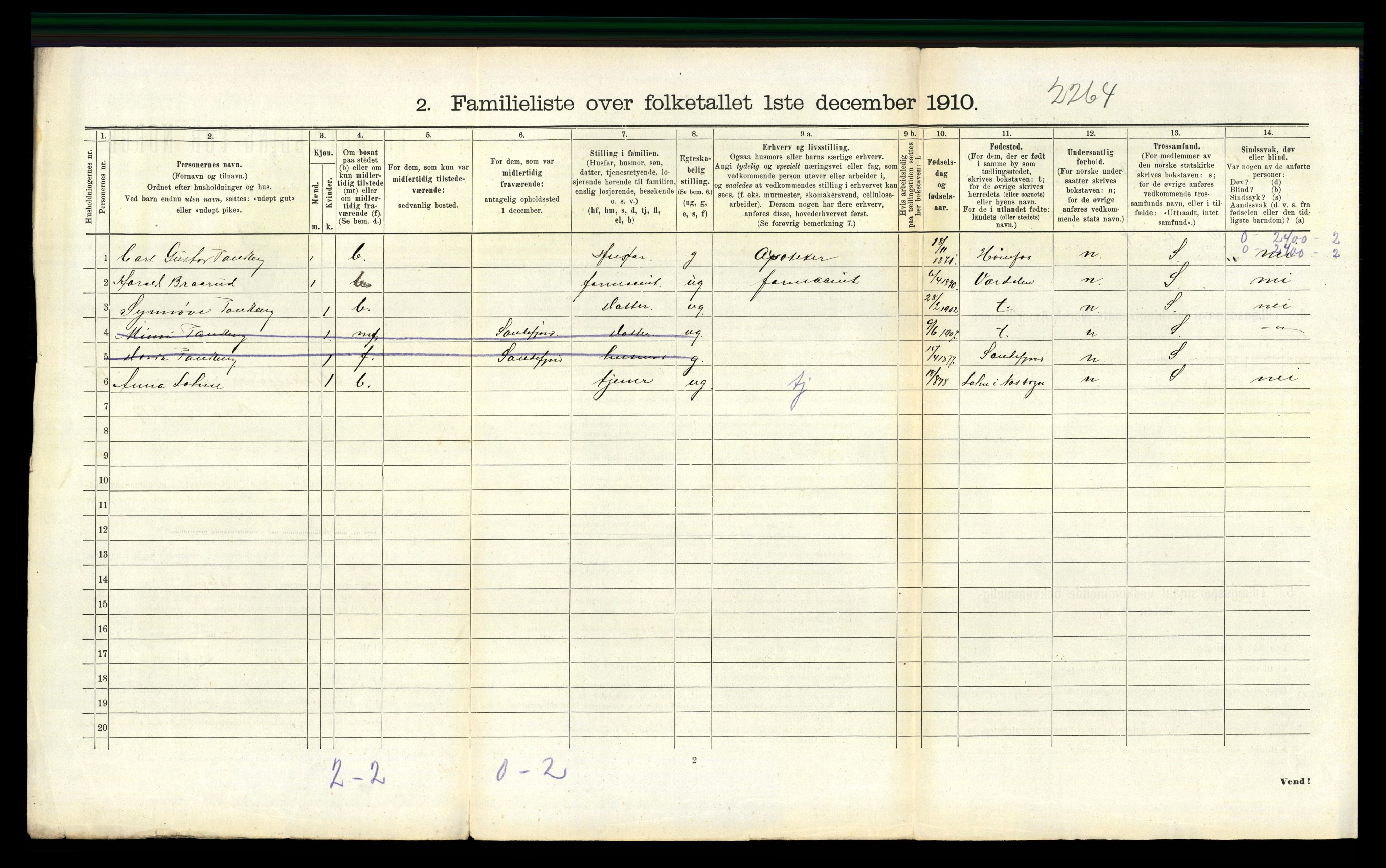 RA, 1910 census for Flekkefjord, 1910, p. 1507