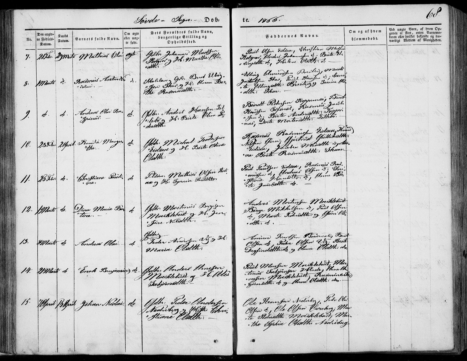 Ministerialprotokoller, klokkerbøker og fødselsregistre - Møre og Romsdal, SAT/A-1454/502/L0023: Parish register (official) no. 502A01, 1844-1873, p. 68