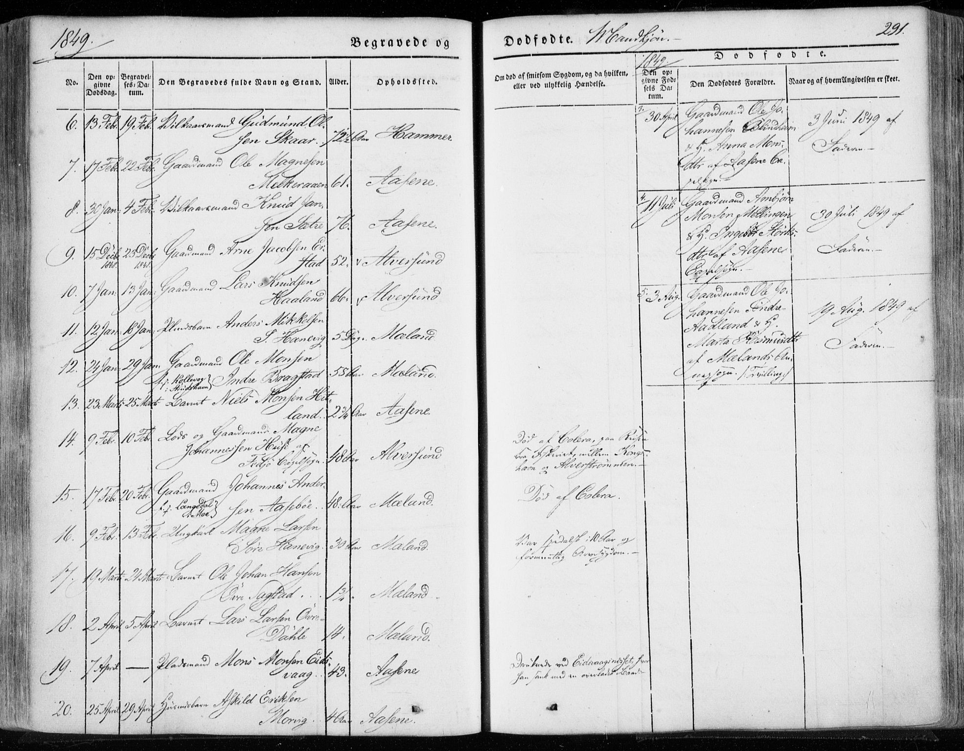 Hamre sokneprestembete, AV/SAB-A-75501/H/Ha/Haa/Haaa/L0013: Parish register (official) no. A 13, 1846-1857, p. 291