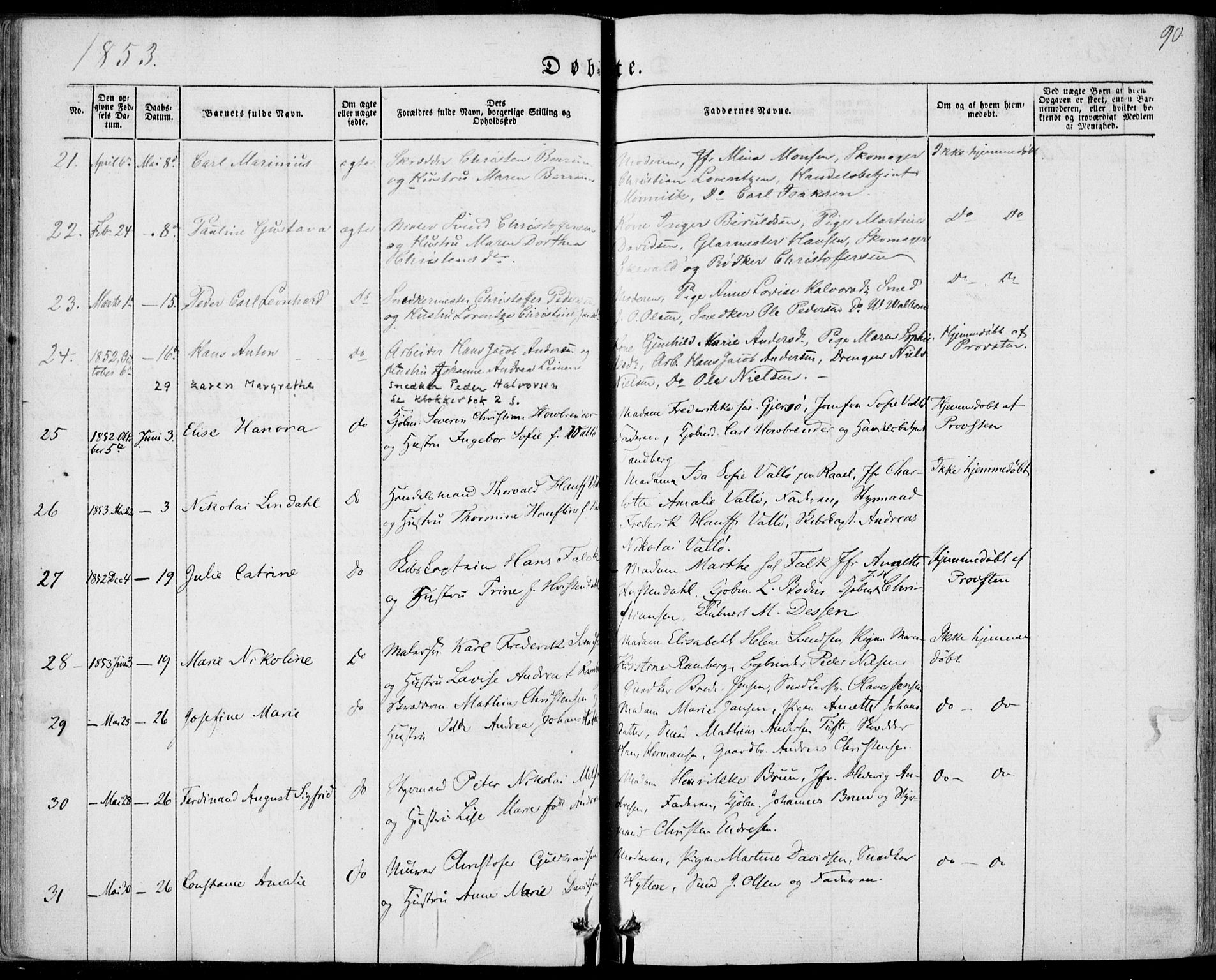 Tønsberg kirkebøker, SAKO/A-330/F/Fa/L0007: Parish register (official) no. I 7, 1845-1854, p. 90