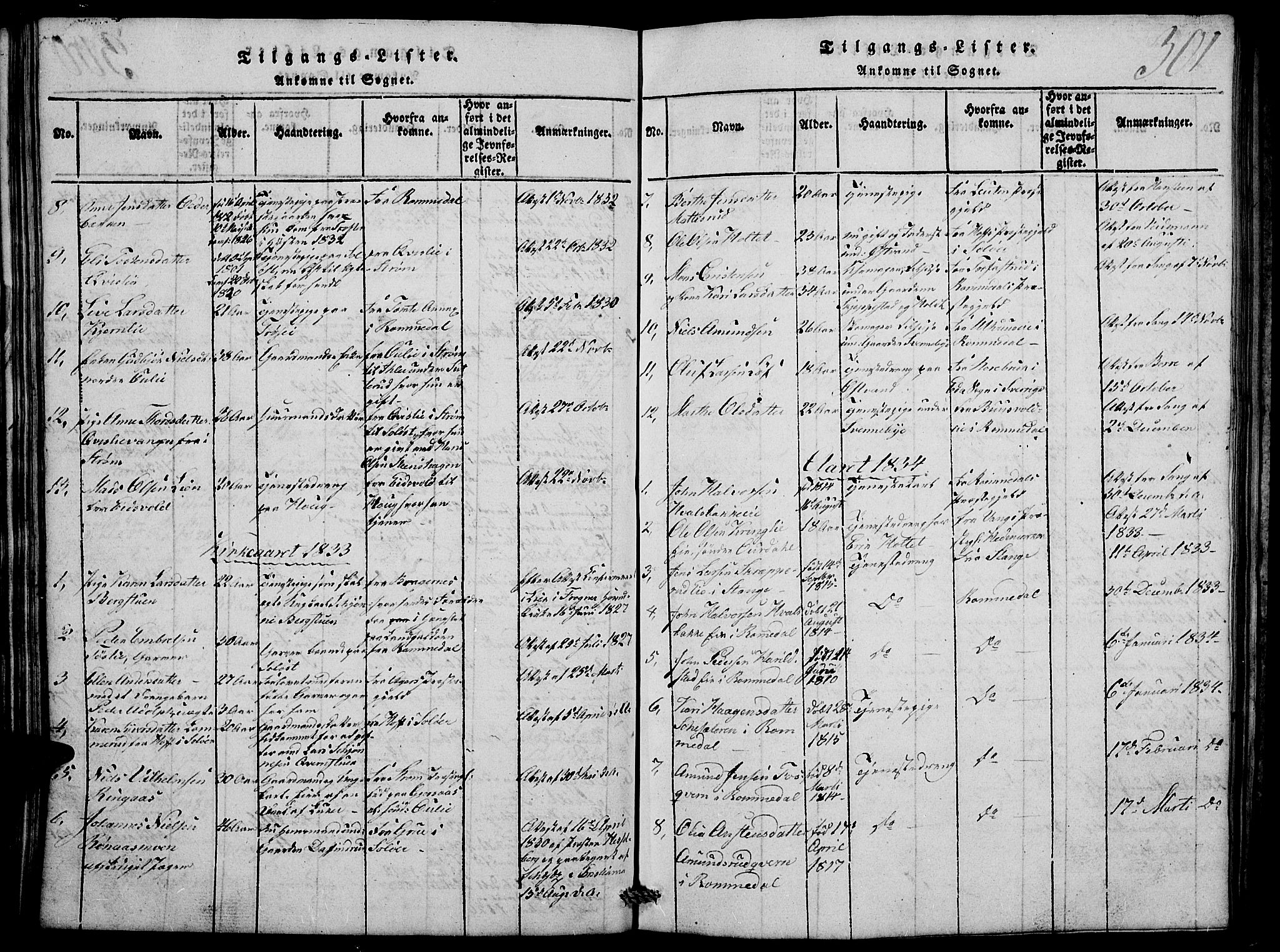 Nord-Odal prestekontor, AV/SAH-PREST-032/H/Ha/Hab/L0001: Parish register (copy) no. 1, 1819-1838, p. 301