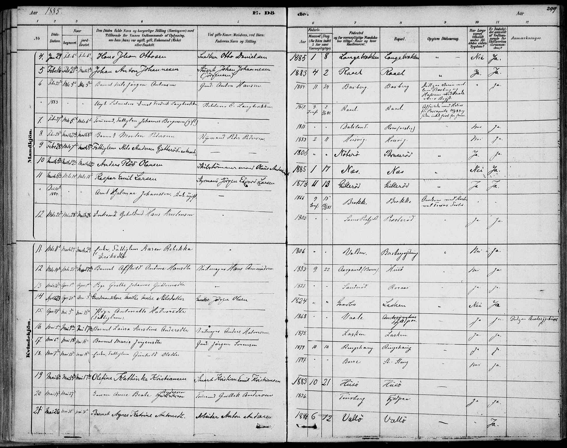 Sem kirkebøker, AV/SAKO-A-5/F/Fb/L0004: Parish register (official) no. II 4, 1878-1891, p. 299