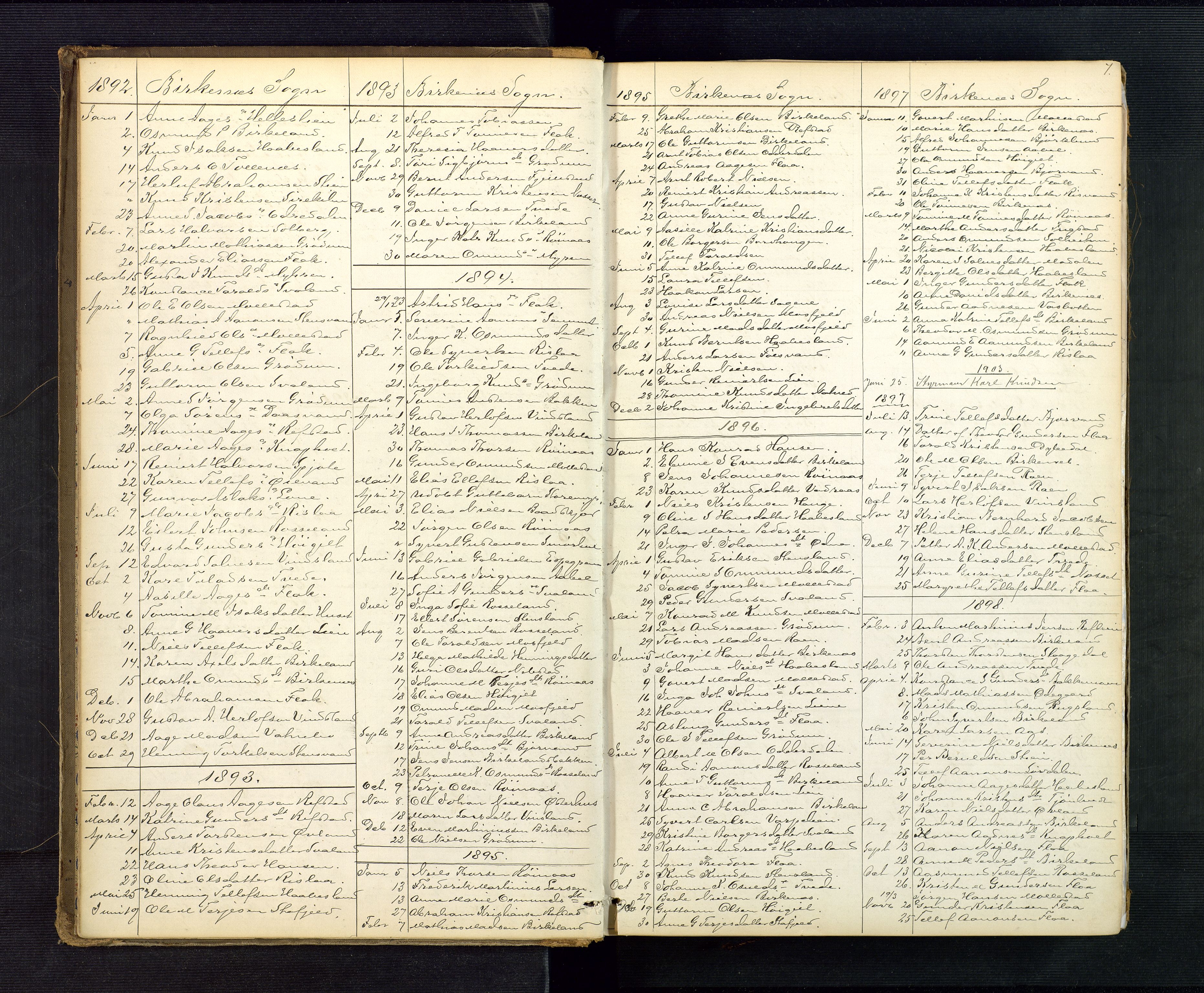 Vestre Nedenes/Sand sorenskriveri, AV/SAK-1221-0010/H/Ha/L0001: Dødsfallsliste, 1861-1918, p. 7