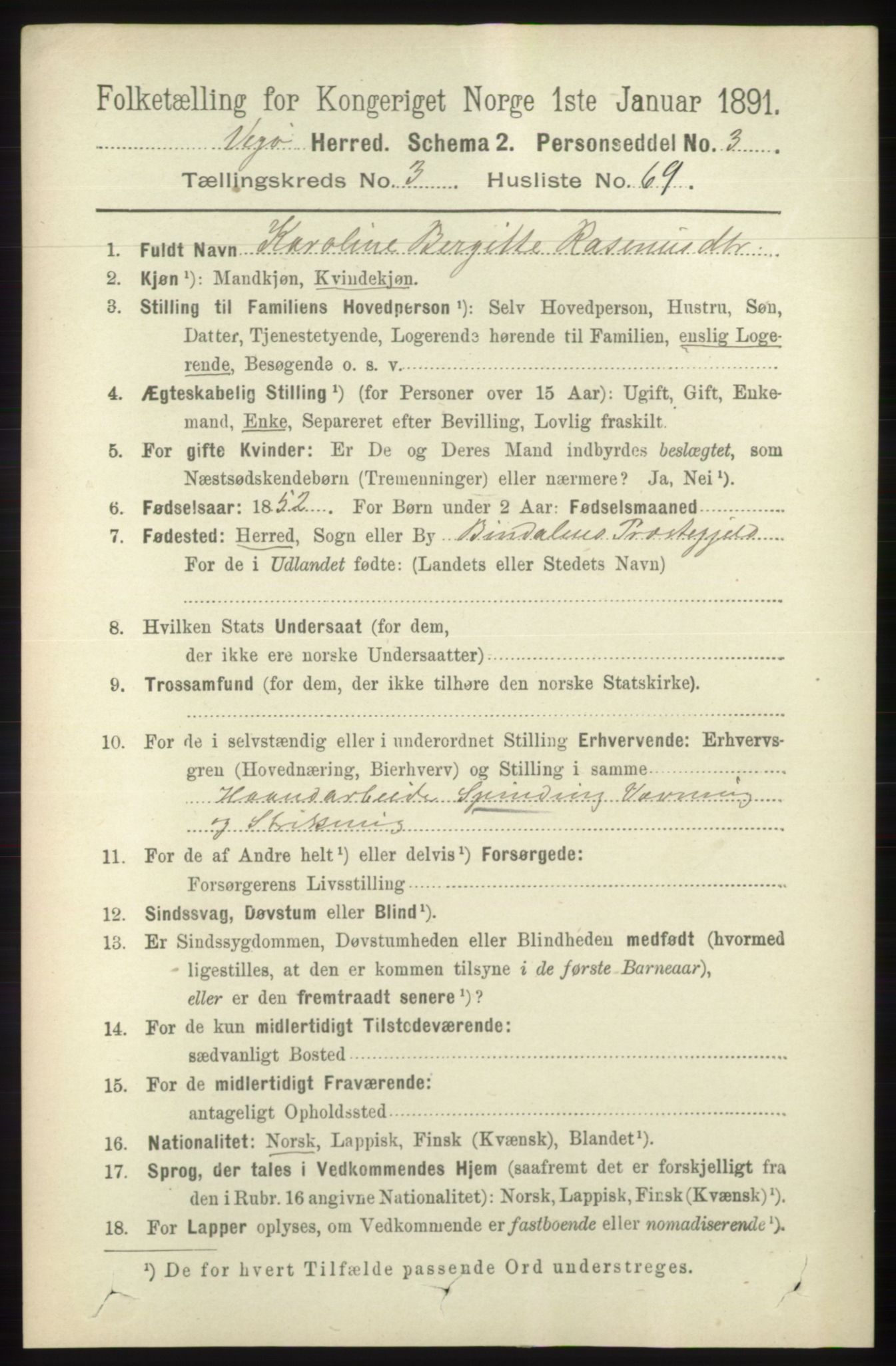 RA, 1891 census for 1815 Vega, 1891, p. 1361