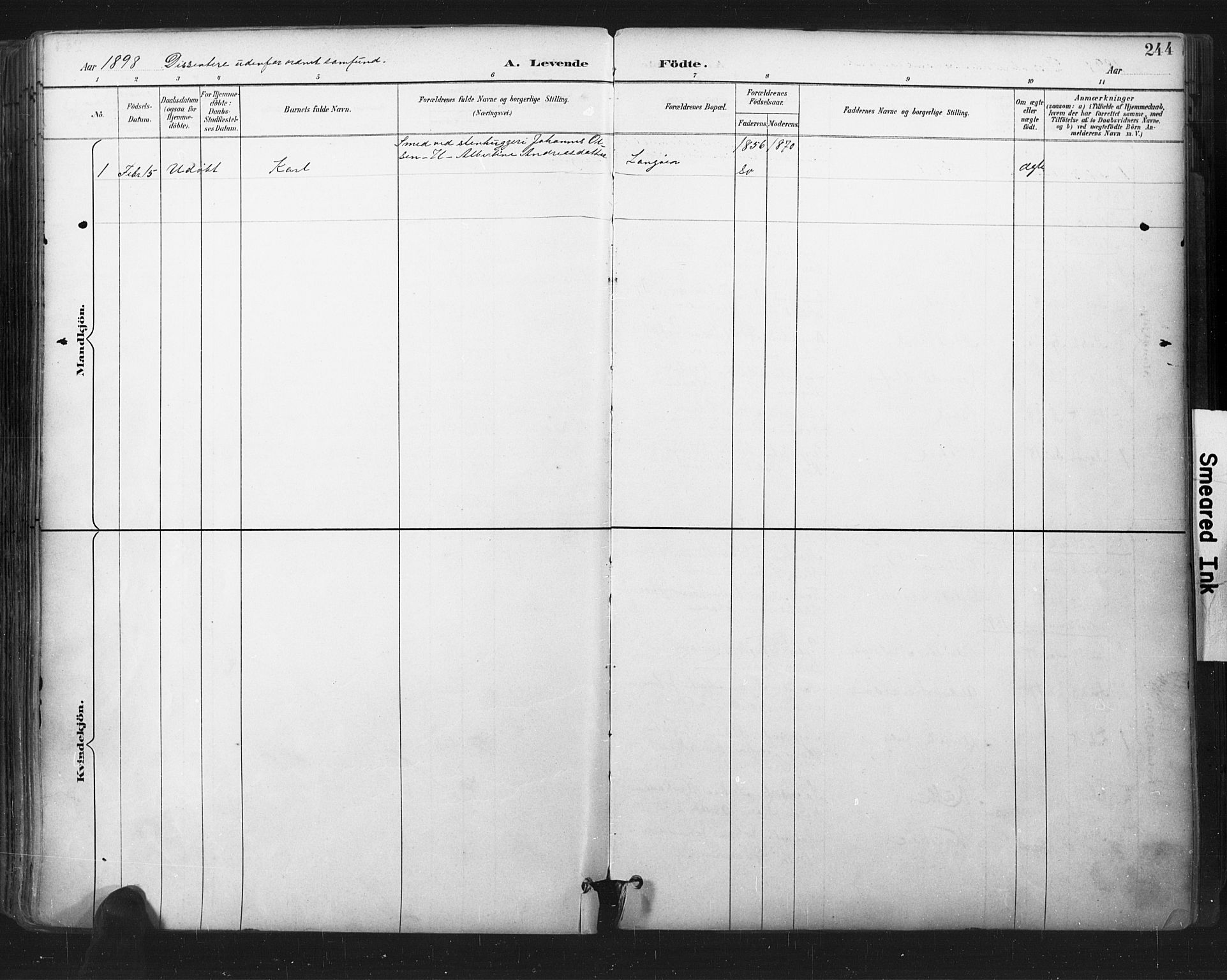 Glemmen prestekontor Kirkebøker, SAO/A-10908/F/Fa/L0013: Parish register (official) no. 13, 1892-1907, p. 244