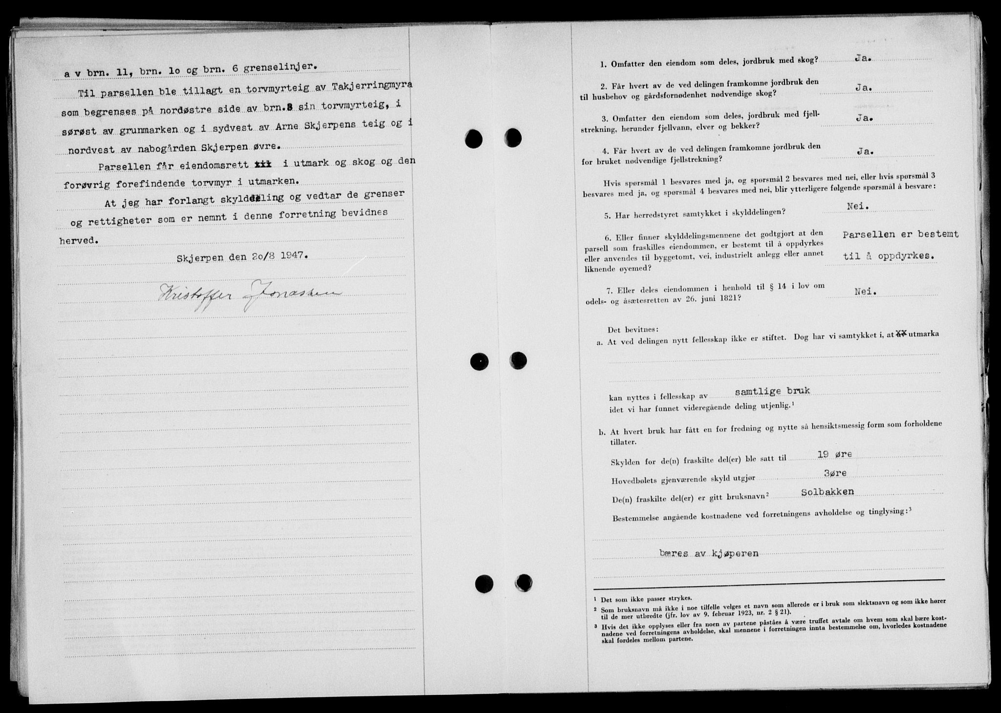 Lofoten sorenskriveri, AV/SAT-A-0017/1/2/2C/L0017a: Mortgage book no. 17a, 1947-1948, Diary no: : 1833/1947