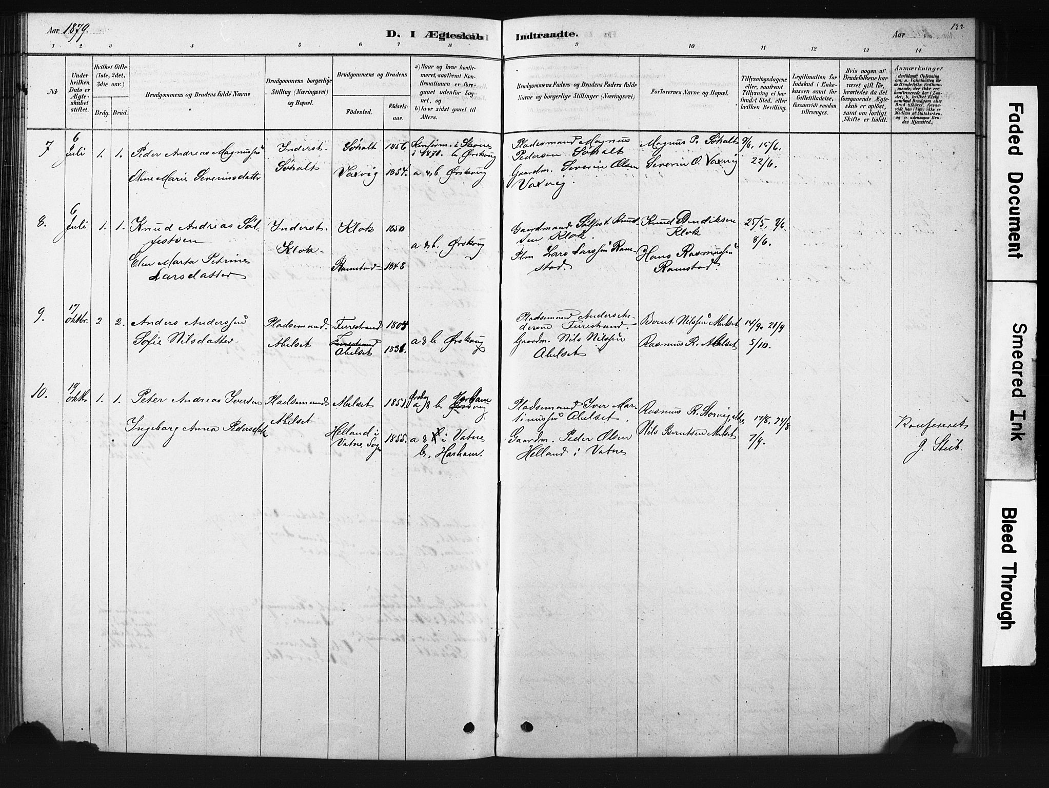 Ministerialprotokoller, klokkerbøker og fødselsregistre - Møre og Romsdal, SAT/A-1454/522/L0326: Parish register (copy) no. 522C05, 1878-1890, p. 122