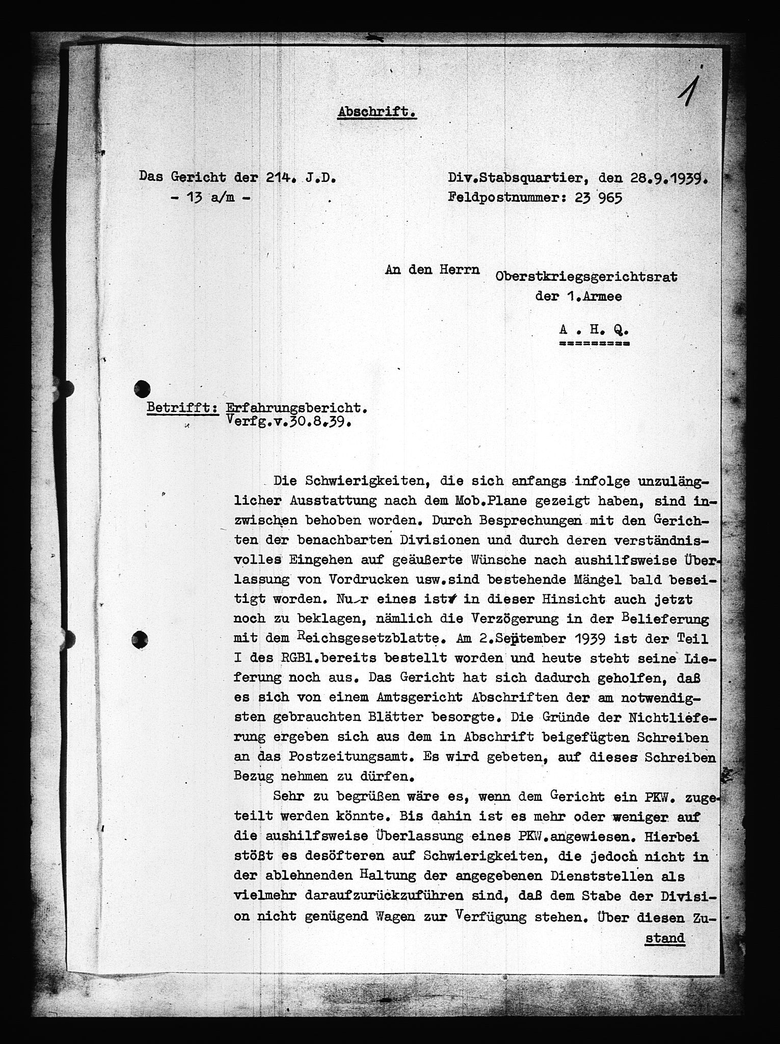 Documents Section, AV/RA-RAFA-2200/V/L0088: Amerikansk mikrofilm "Captured German Documents".
Box No. 727.  FKA jnr. 601/1954., 1939-1940, p. 378