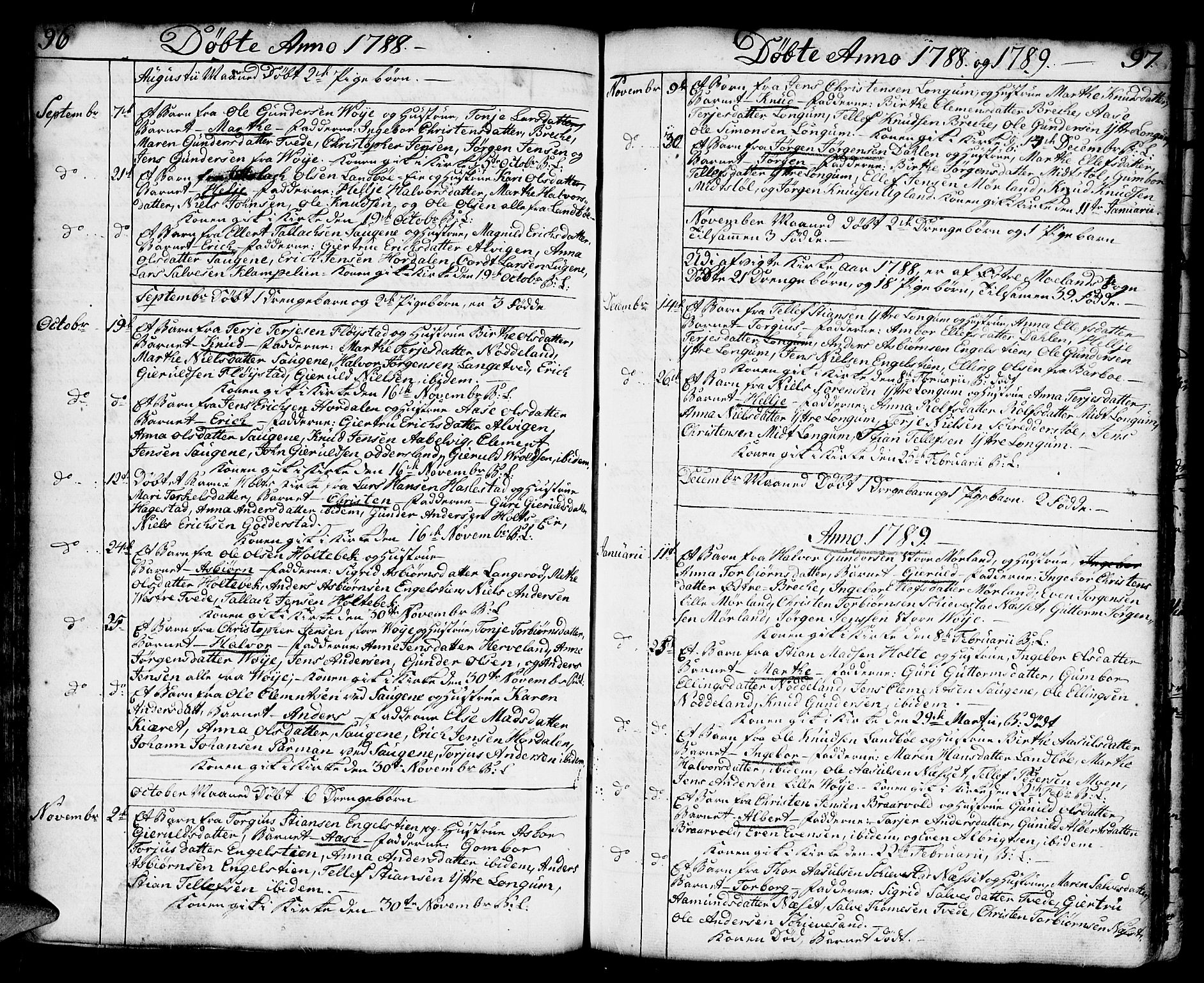 Austre Moland sokneprestkontor, AV/SAK-1111-0001/F/Fa/Faa/L0002: Parish register (official) no. A 2, 1747-1808, p. 96-97