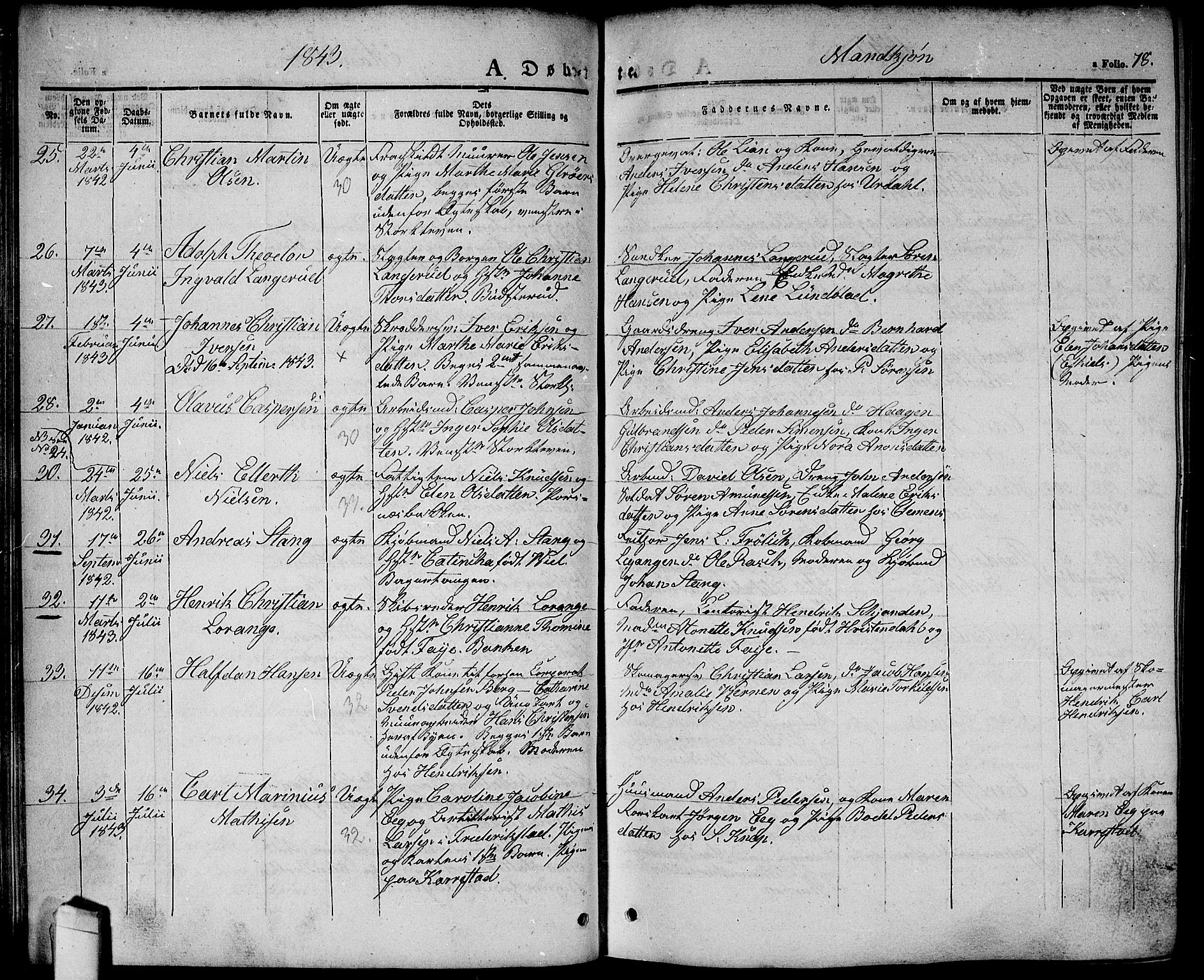 Halden prestekontor Kirkebøker, AV/SAO-A-10909/G/Ga/L0003: Parish register (copy) no. 3, 1834-1844, p. 78