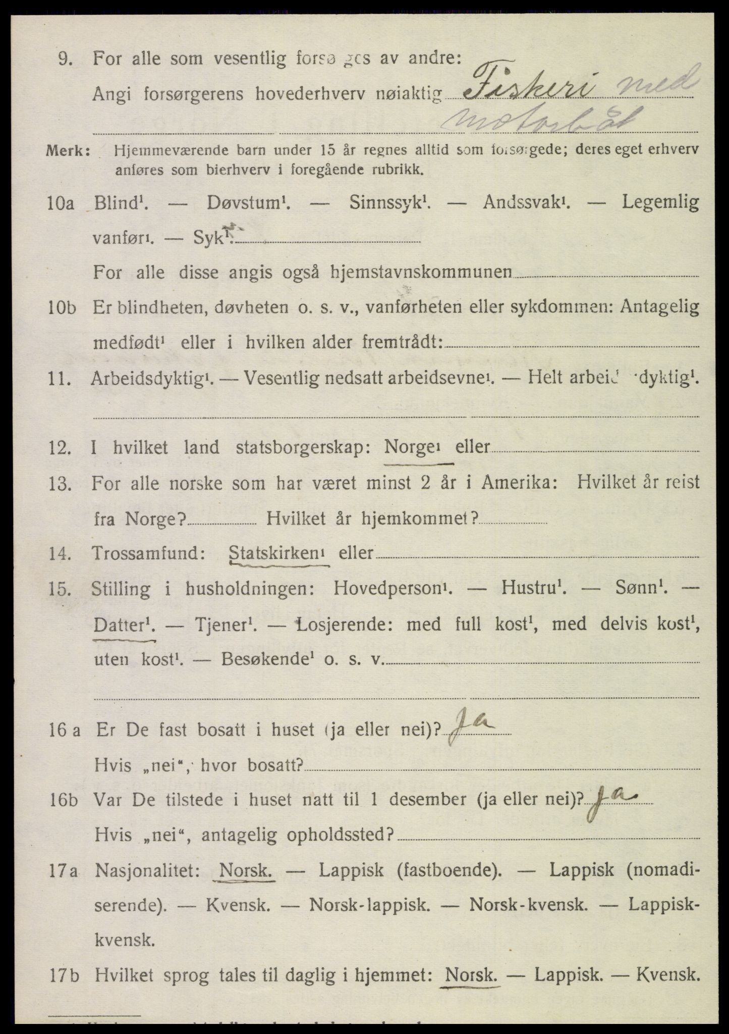 SAT, 1920 census for Brønnøy, 1920, p. 4319