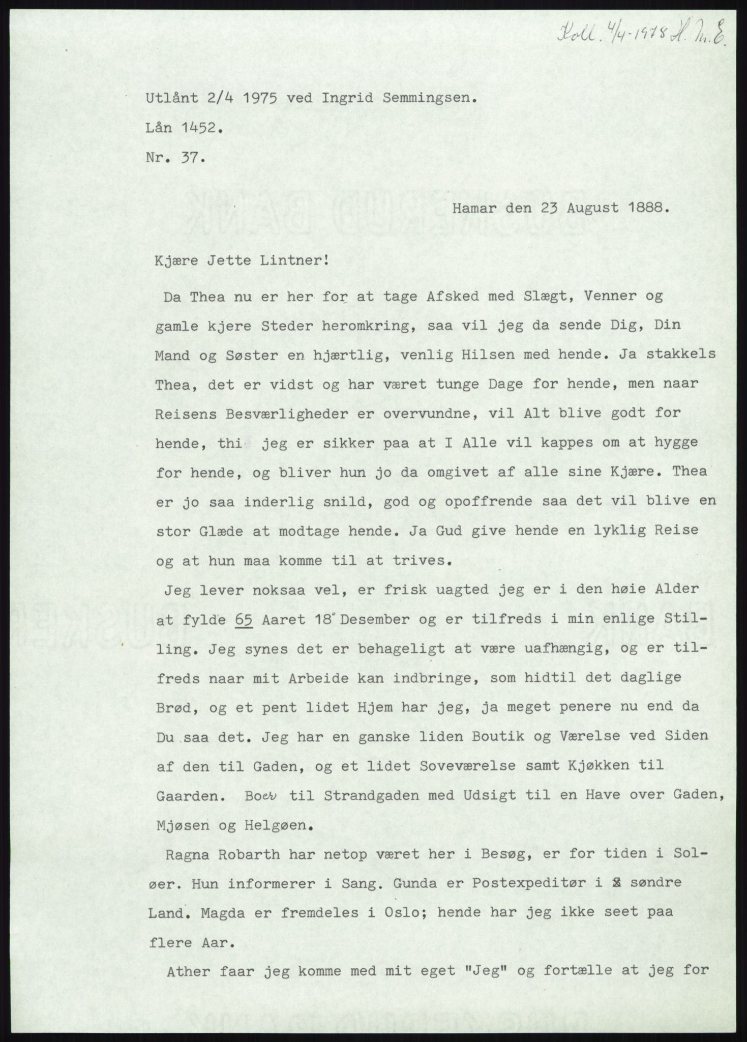 Samlinger til kildeutgivelse, Amerikabrevene, AV/RA-EA-4057/F/L0008: Innlån fra Hedmark: Gamkind - Semmingsen, 1838-1914, p. 337