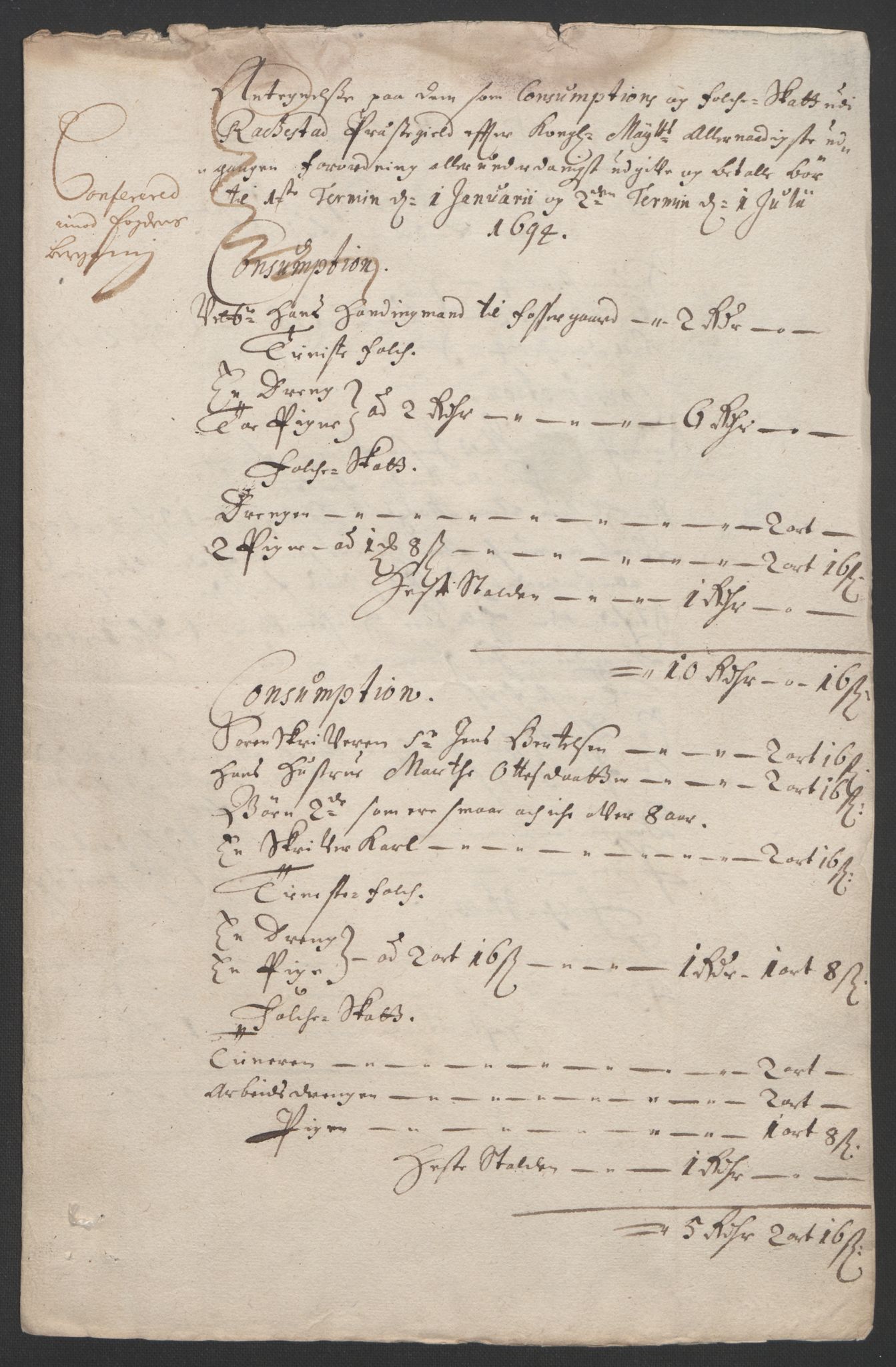 Rentekammeret inntil 1814, Reviderte regnskaper, Fogderegnskap, AV/RA-EA-4092/R07/L0284: Fogderegnskap Rakkestad, Heggen og Frøland, 1694, p. 230