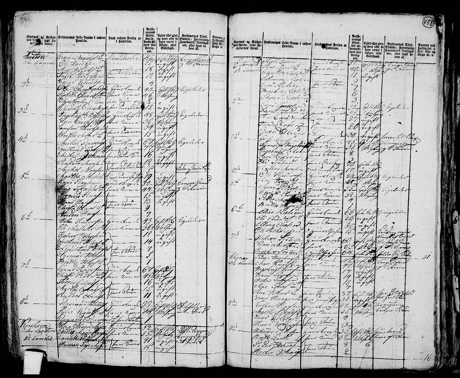 RA, 1801 census for 1245P Sund, 1801, p. 457b-458a