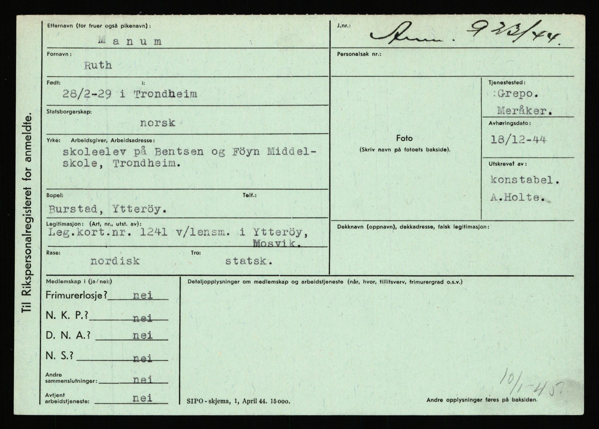 Statspolitiet - Hovedkontoret / Osloavdelingen, AV/RA-S-1329/C/Ca/L0010: Lind - Moksnes, 1943-1945, p. 2693