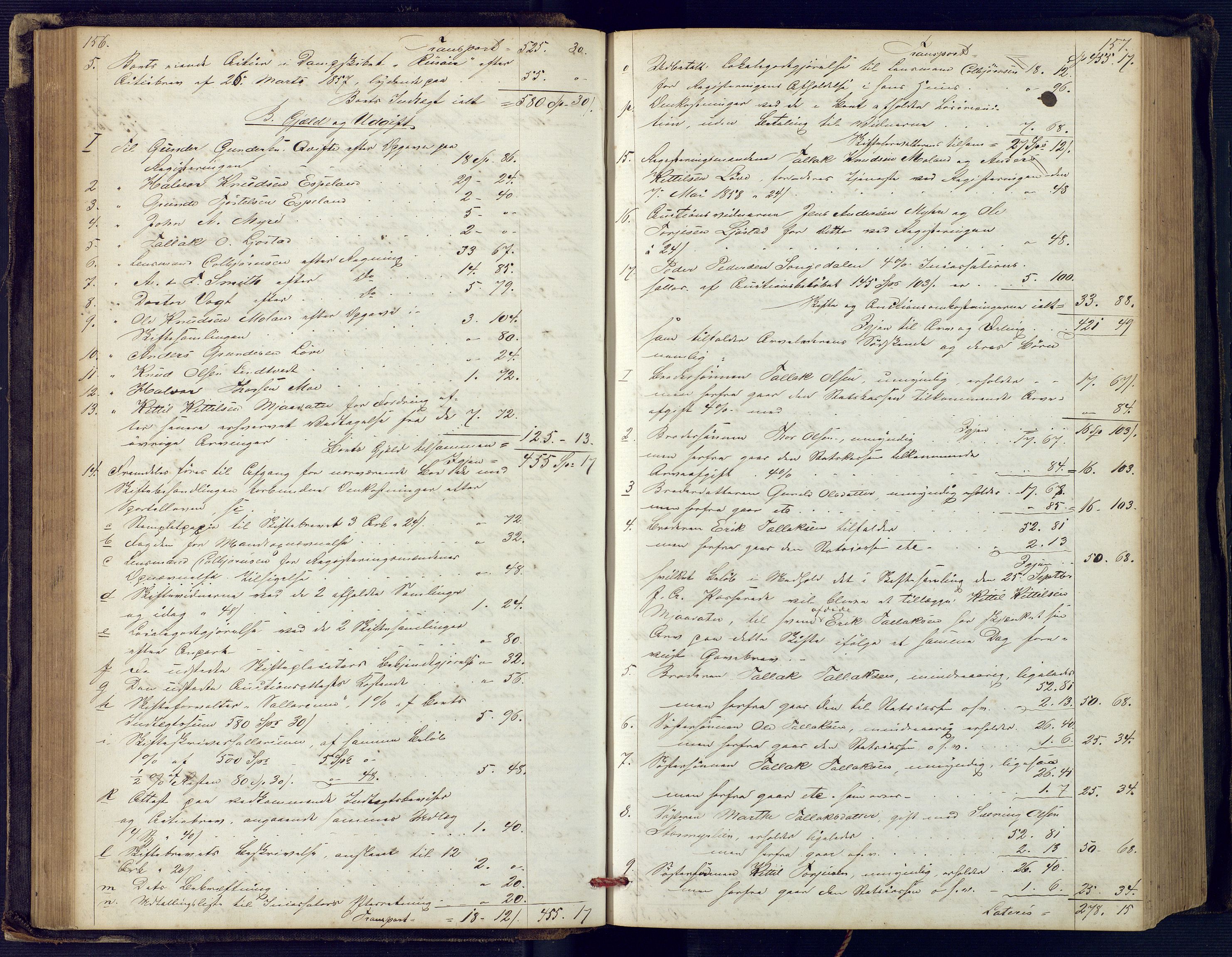 Holt sorenskriveri, SAK/1221-0002/H/Hc/L0029: Skifteutlodningsprotokoll nr. 4 med løst register, 1857-1862, p. 156-157