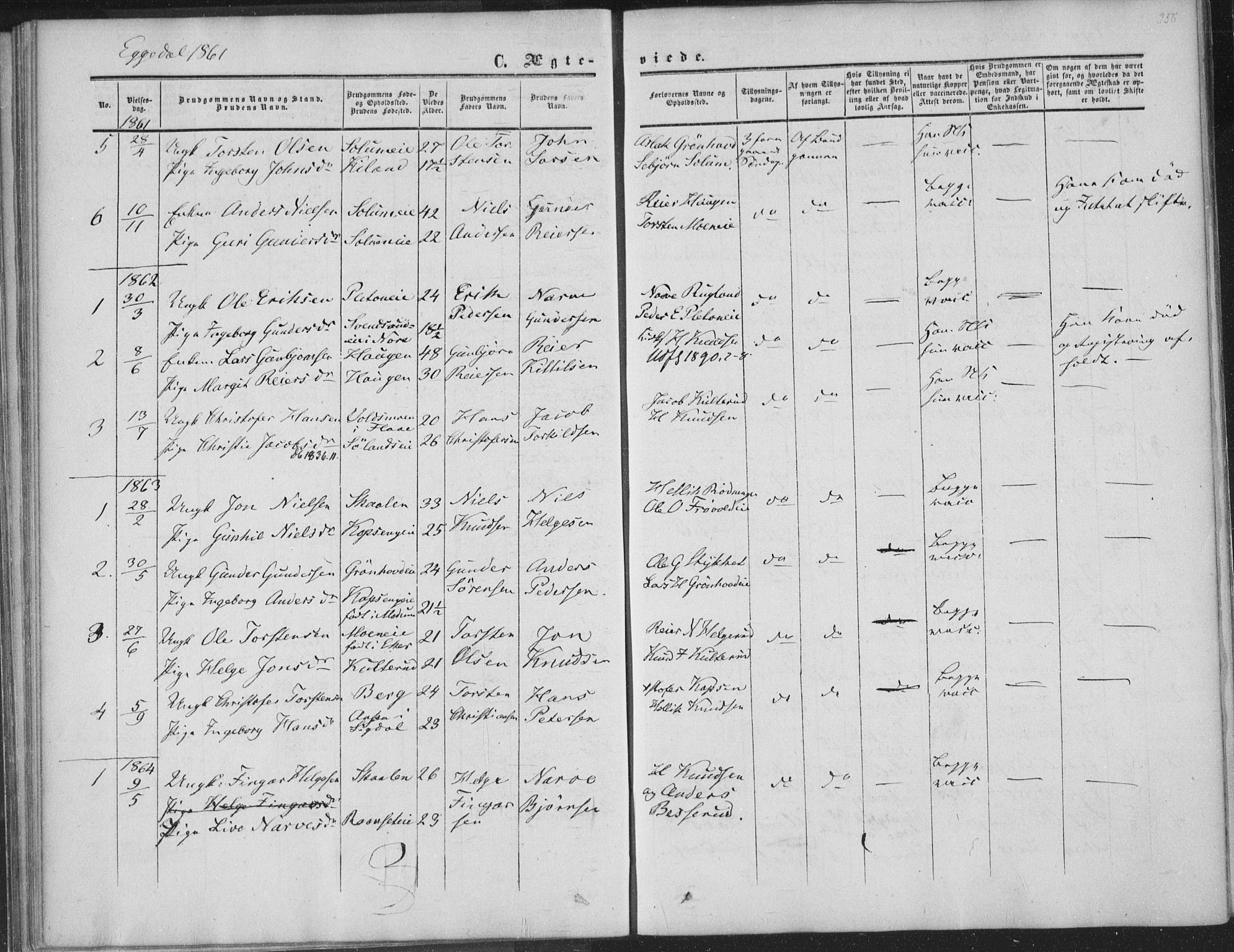 Sigdal kirkebøker, SAKO/A-245/F/Fa/L0009b: Parish register (official) no. I 9B, 1860-1871, p. 356