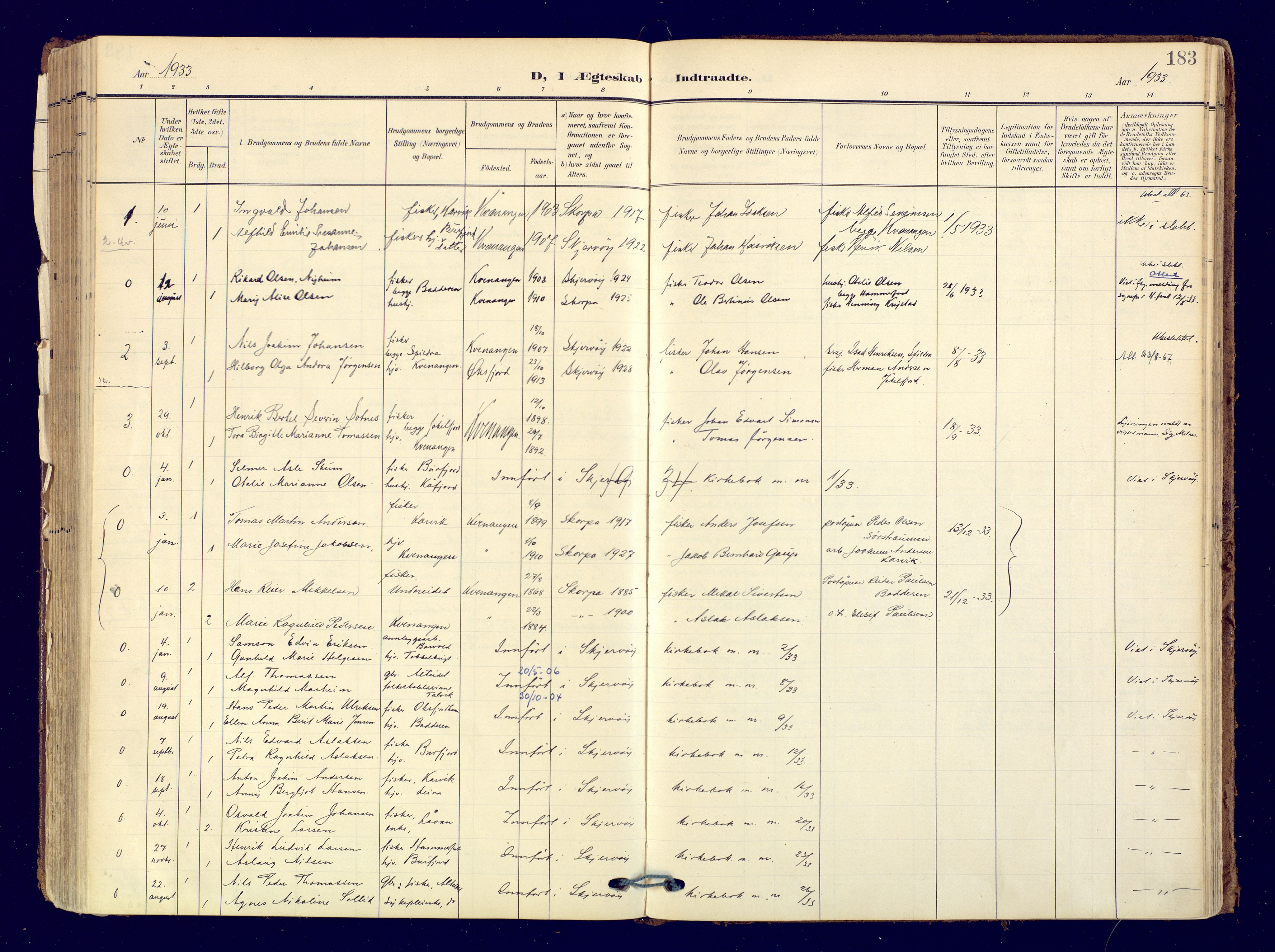 Skjervøy sokneprestkontor, SATØ/S-1300/H/Ha/Haa: Parish register (official) no. 19, 1908-1936, p. 183