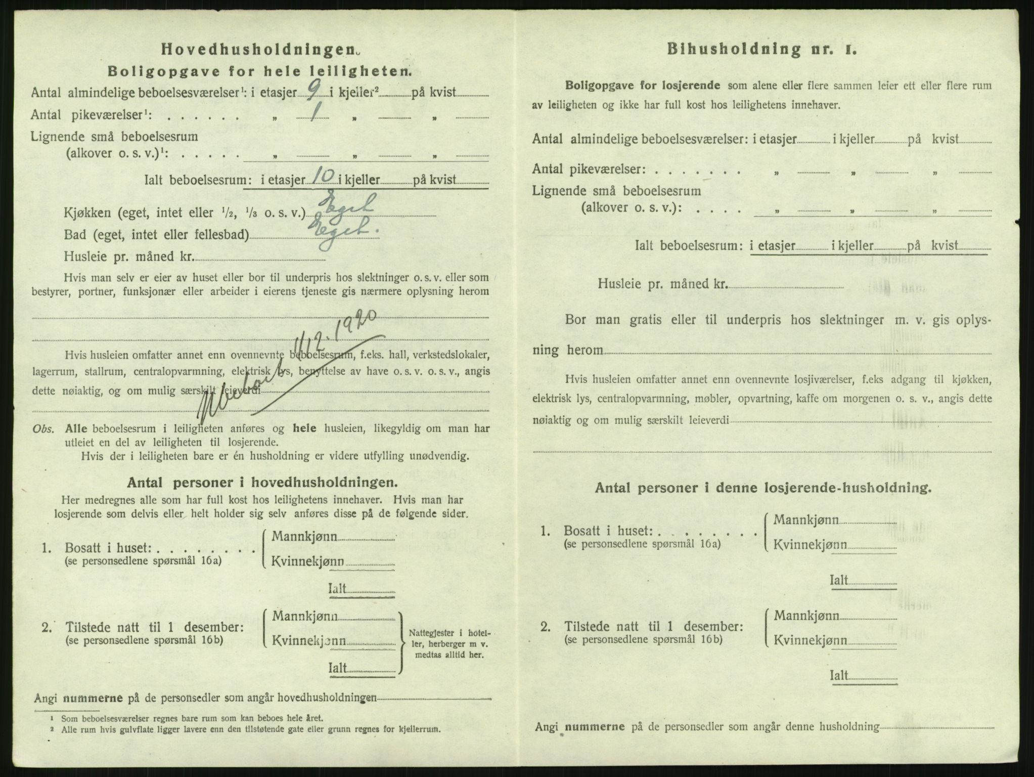 SAH, 1920 census for Lillehammer, 1920, p. 1725