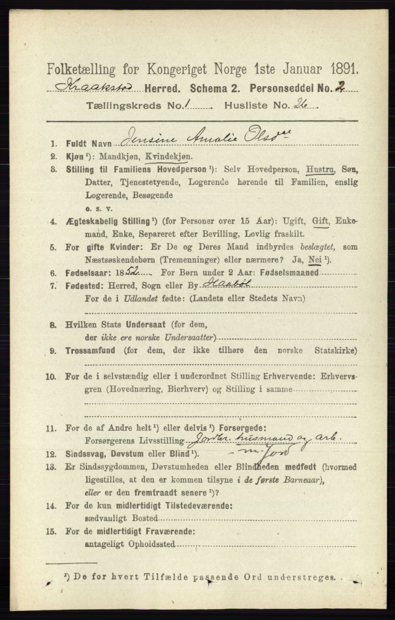 RA, 1891 census for 0212 Kråkstad, 1891, p. 282