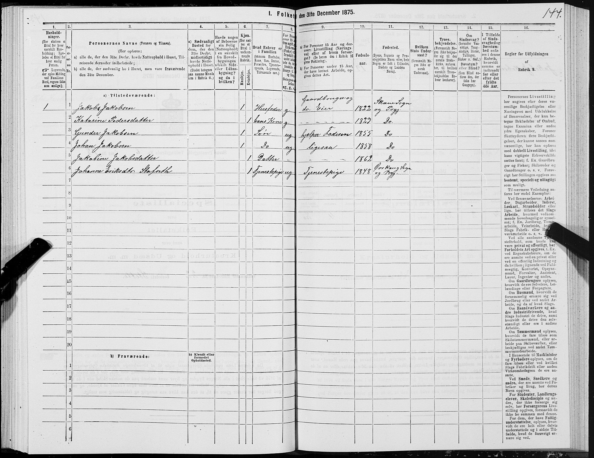 SAT, 1875 census for 1529P Skodje, 1875, p. 2144