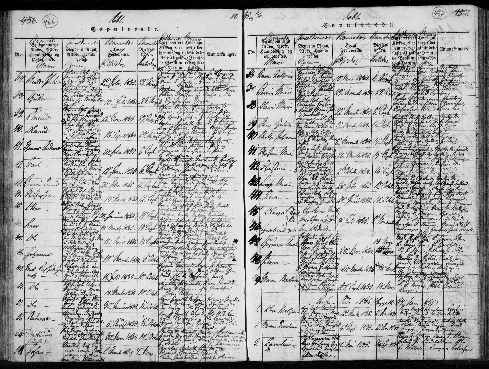 Kongsberg kirkebøker, SAKO/A-22/F/Fa/L0008: Parish register (official) no. I 8, 1816-1839, p. 466-467