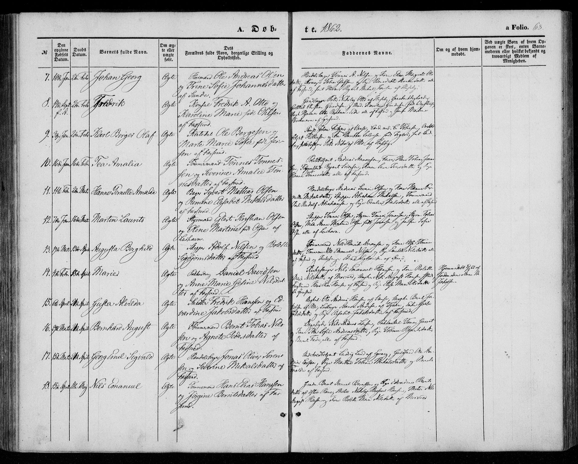 Farsund sokneprestkontor, AV/SAK-1111-0009/F/Fa/L0004: Parish register (official) no. A 4, 1847-1863, p. 68