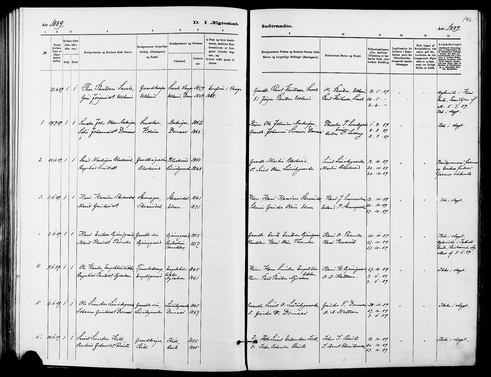 Dovre prestekontor, SAH/PREST-066/H/Ha/Haa/L0002: Parish register (official) no. 2, 1879-1890, p. 146