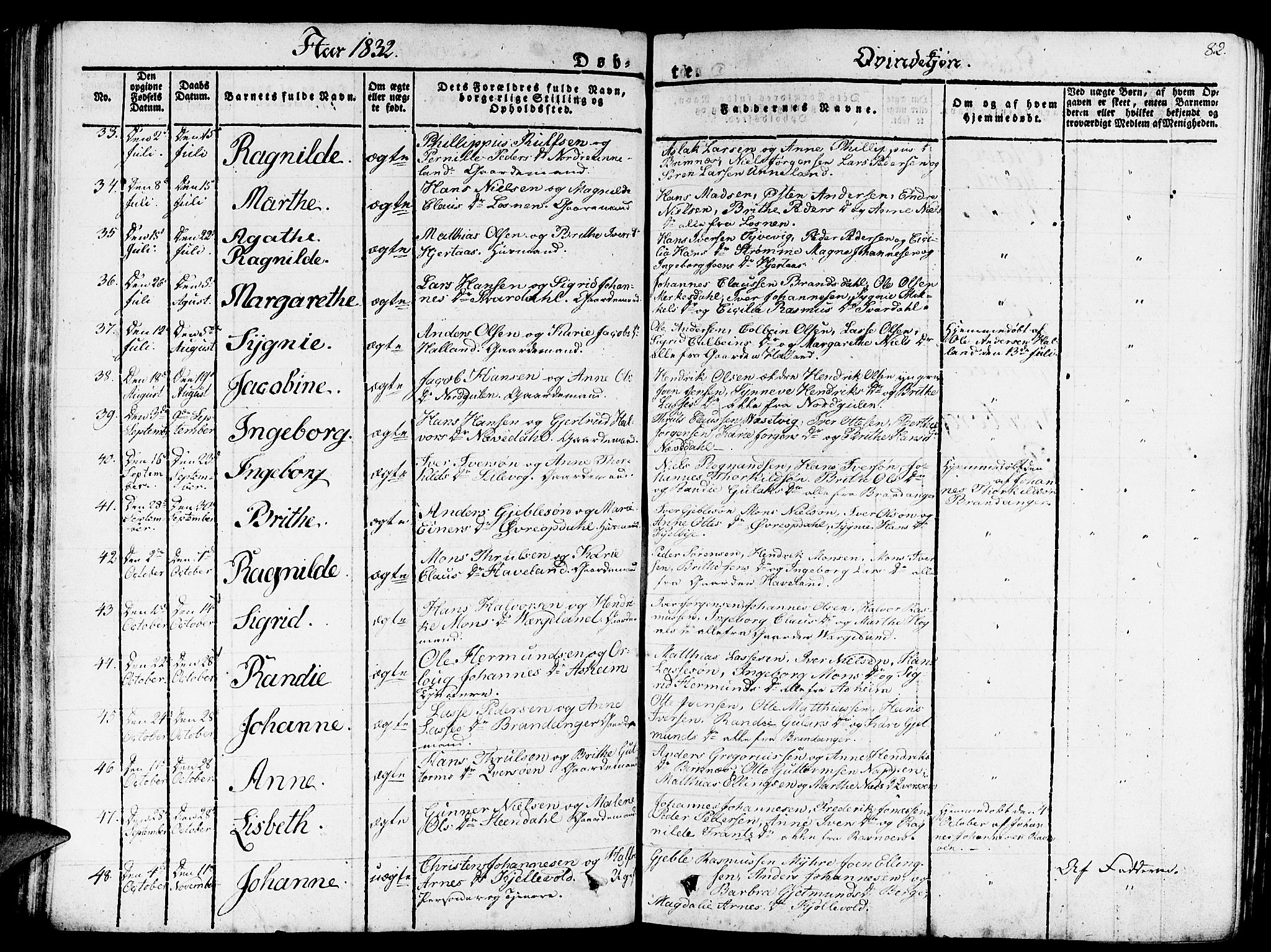 Gulen sokneprestembete, AV/SAB-A-80201/H/Haa/Haaa/L0019: Parish register (official) no. A 19, 1826-1836, p. 82