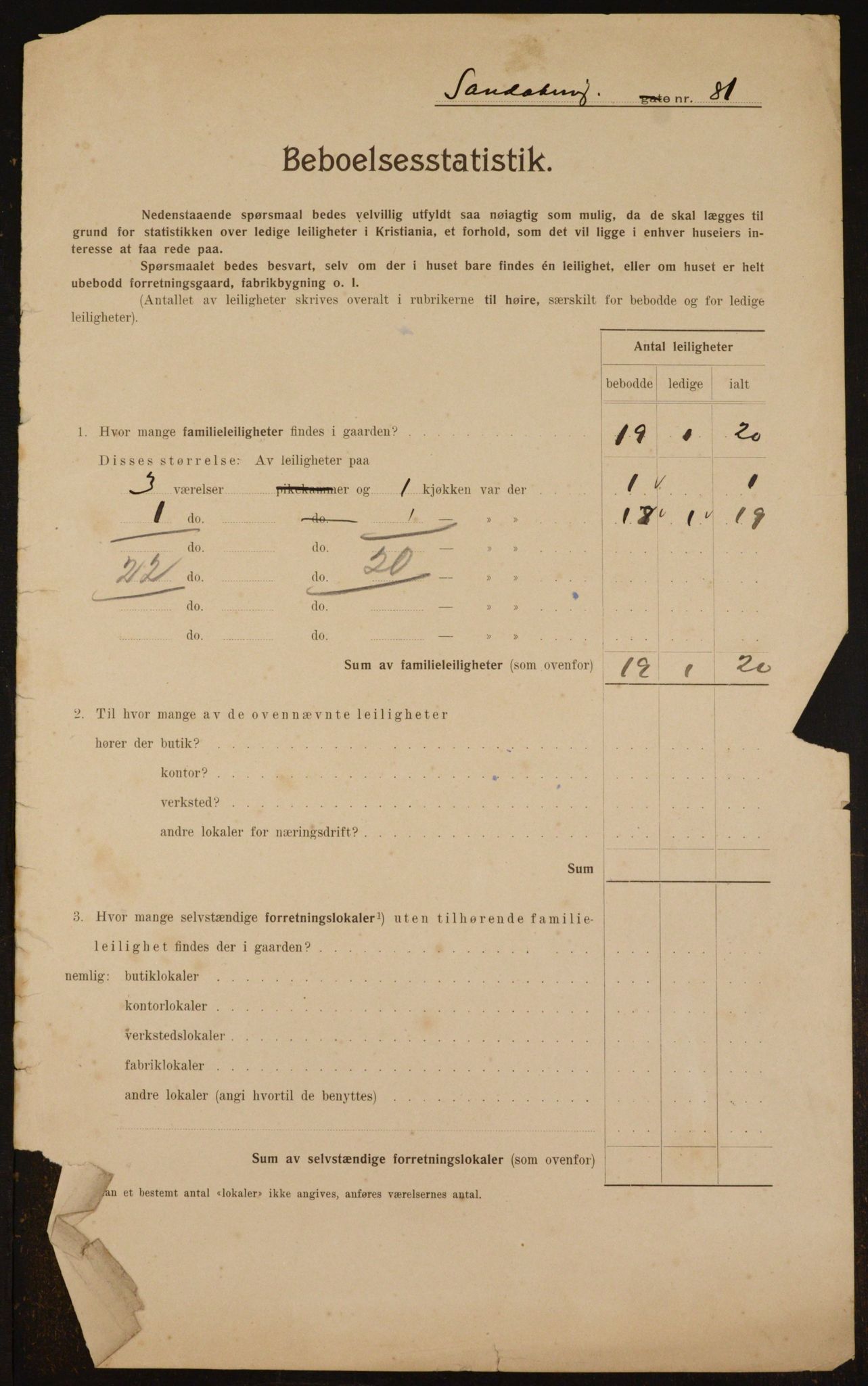 OBA, Municipal Census 1910 for Kristiania, 1910, p. 83576