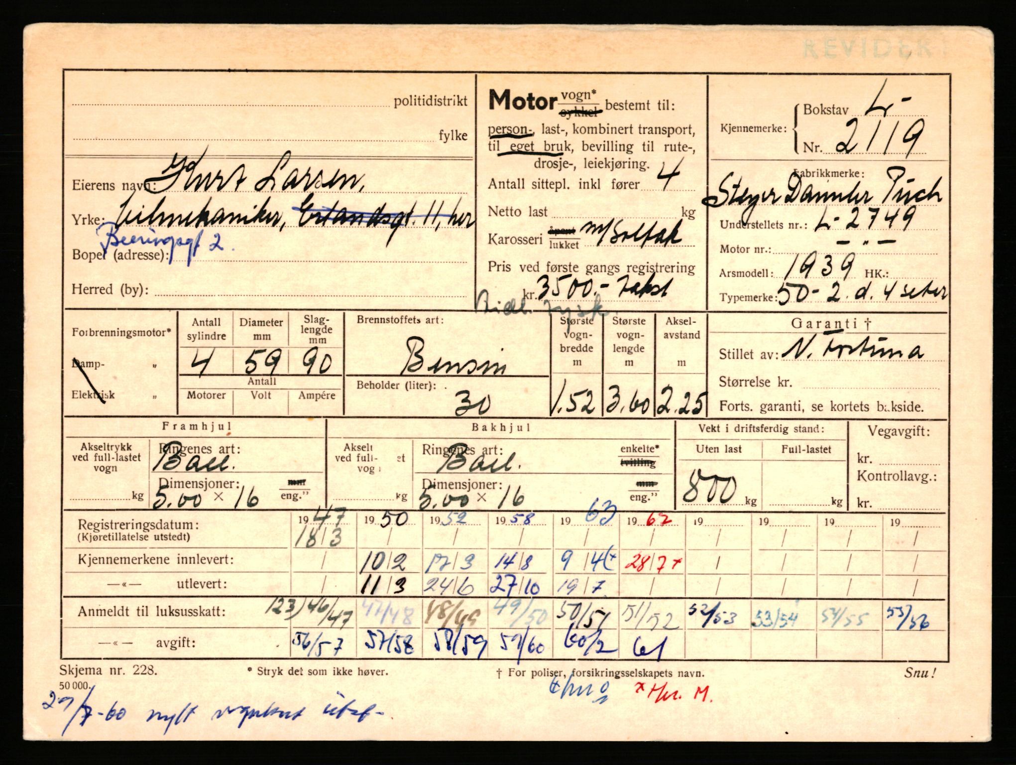 Stavanger trafikkstasjon, AV/SAST-A-101942/0/F/L0006: L-1700 - L-2149, 1930-1971, p. 1911