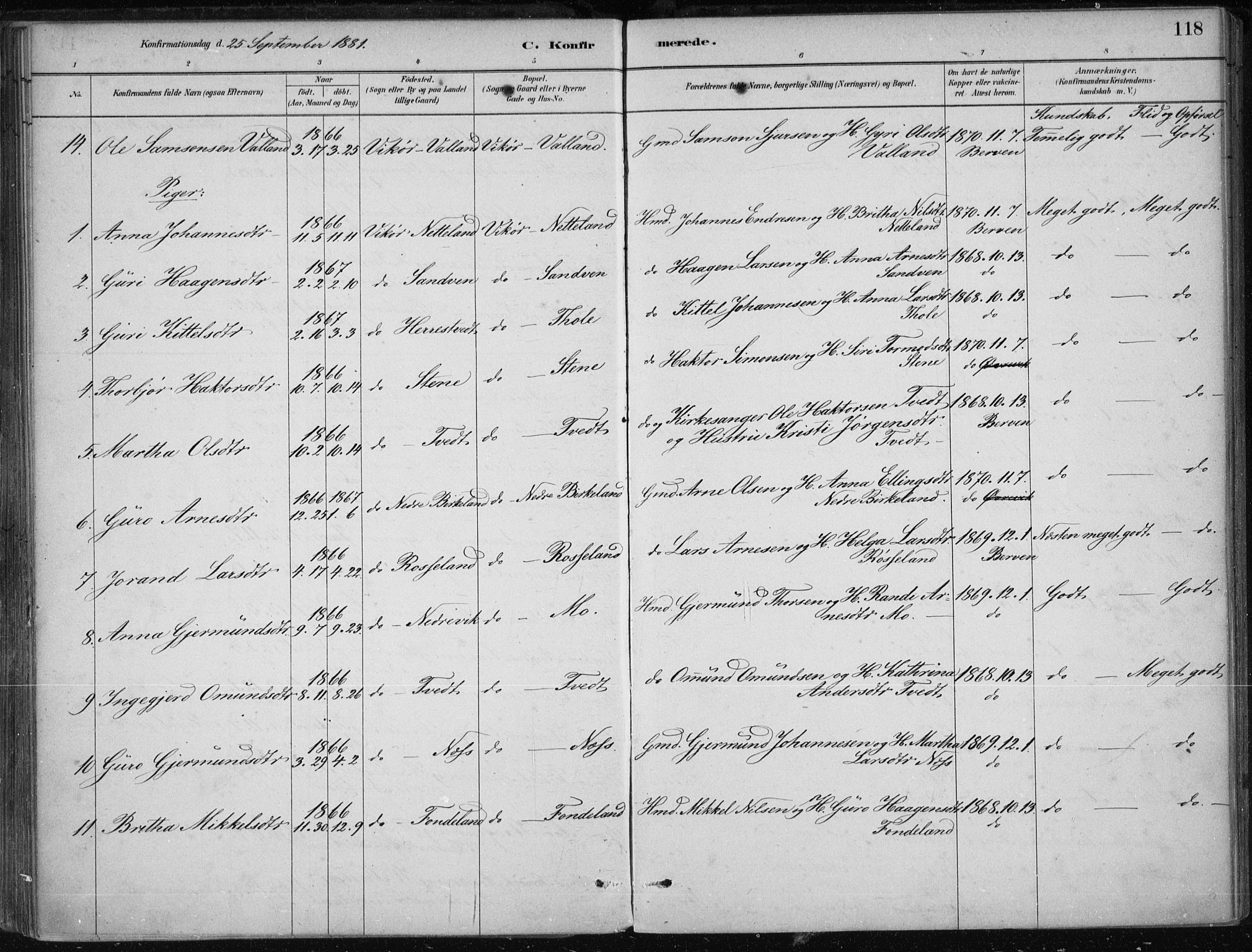 Kvam sokneprestembete, AV/SAB-A-76201/H/Haa: Parish register (official) no. B  1, 1880-1908, p. 118