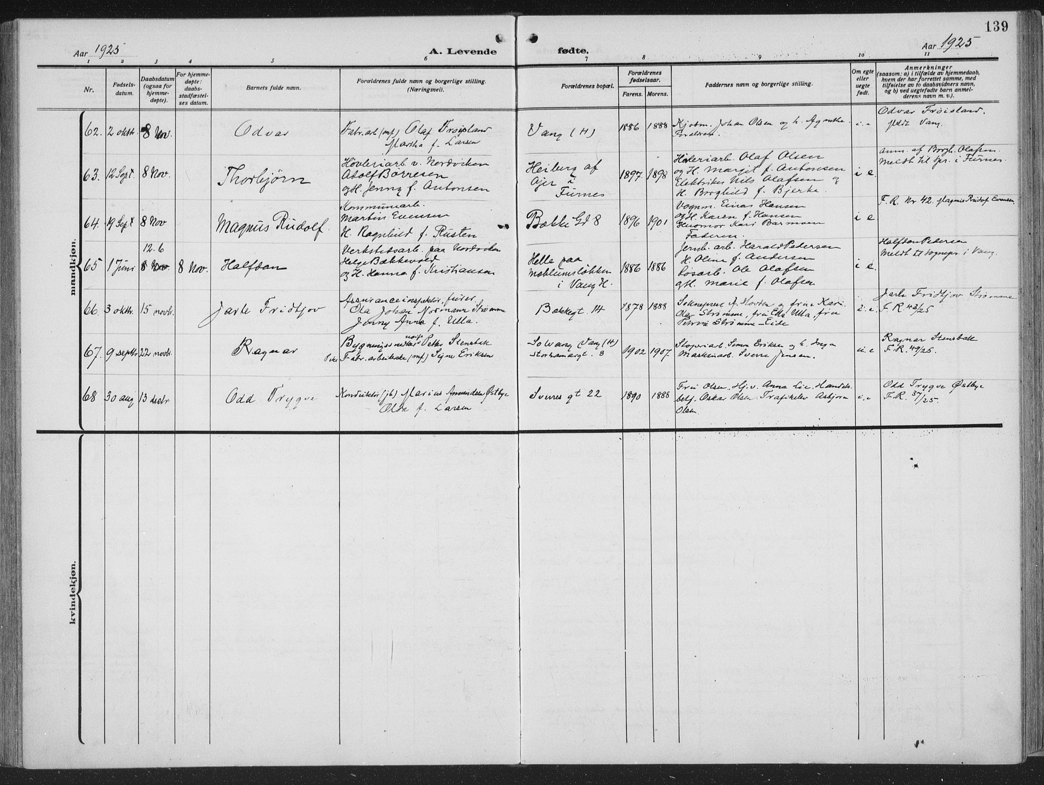 Hamar prestekontor, AV/SAH-DOMPH-002/H/Ha/Haa/L0002: Parish register (official) no. 2, 1915-1936, p. 139