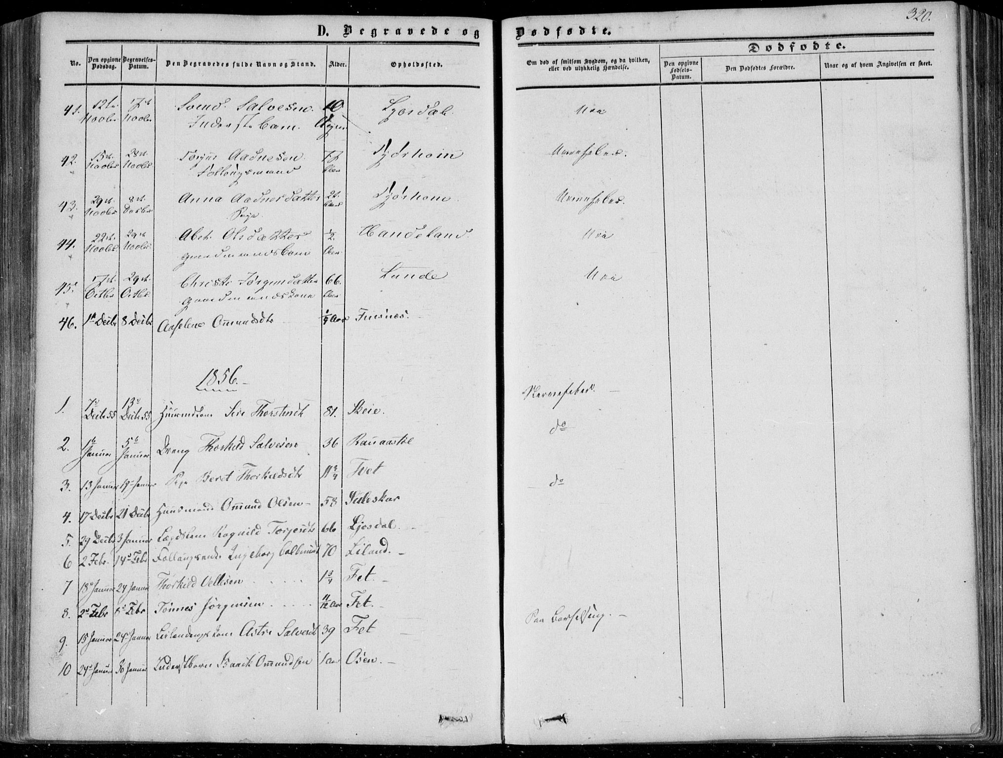 Sirdal sokneprestkontor, AV/SAK-1111-0036/F/Fa/Fab/L0002: Parish register (official) no. A 2, 1855-1874, p. 320