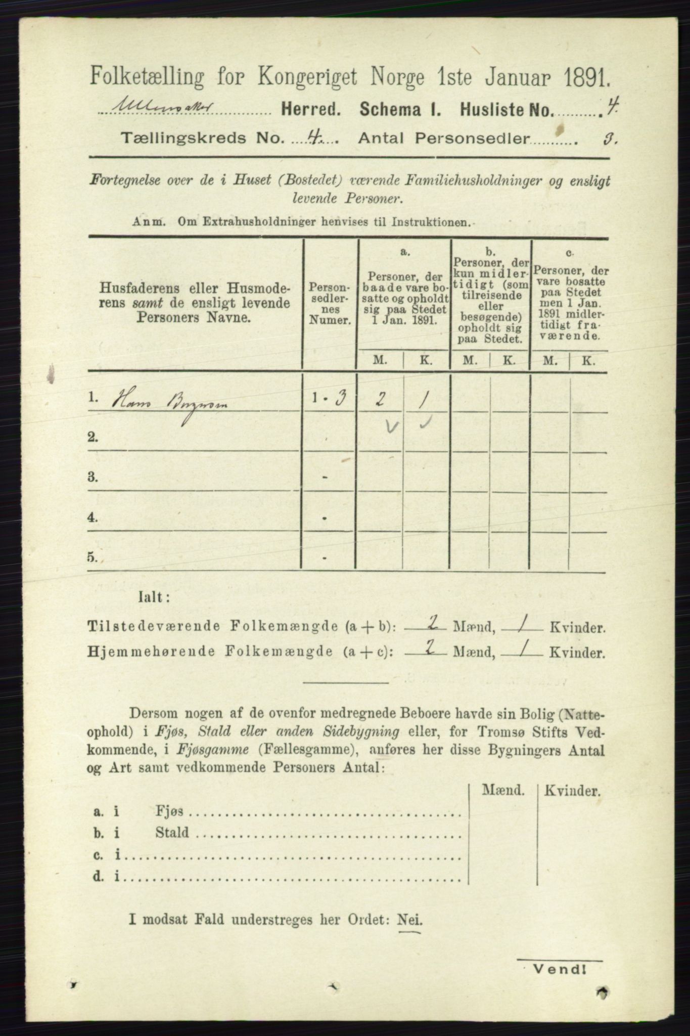 RA, 1891 census for 0235 Ullensaker, 1891, p. 1438