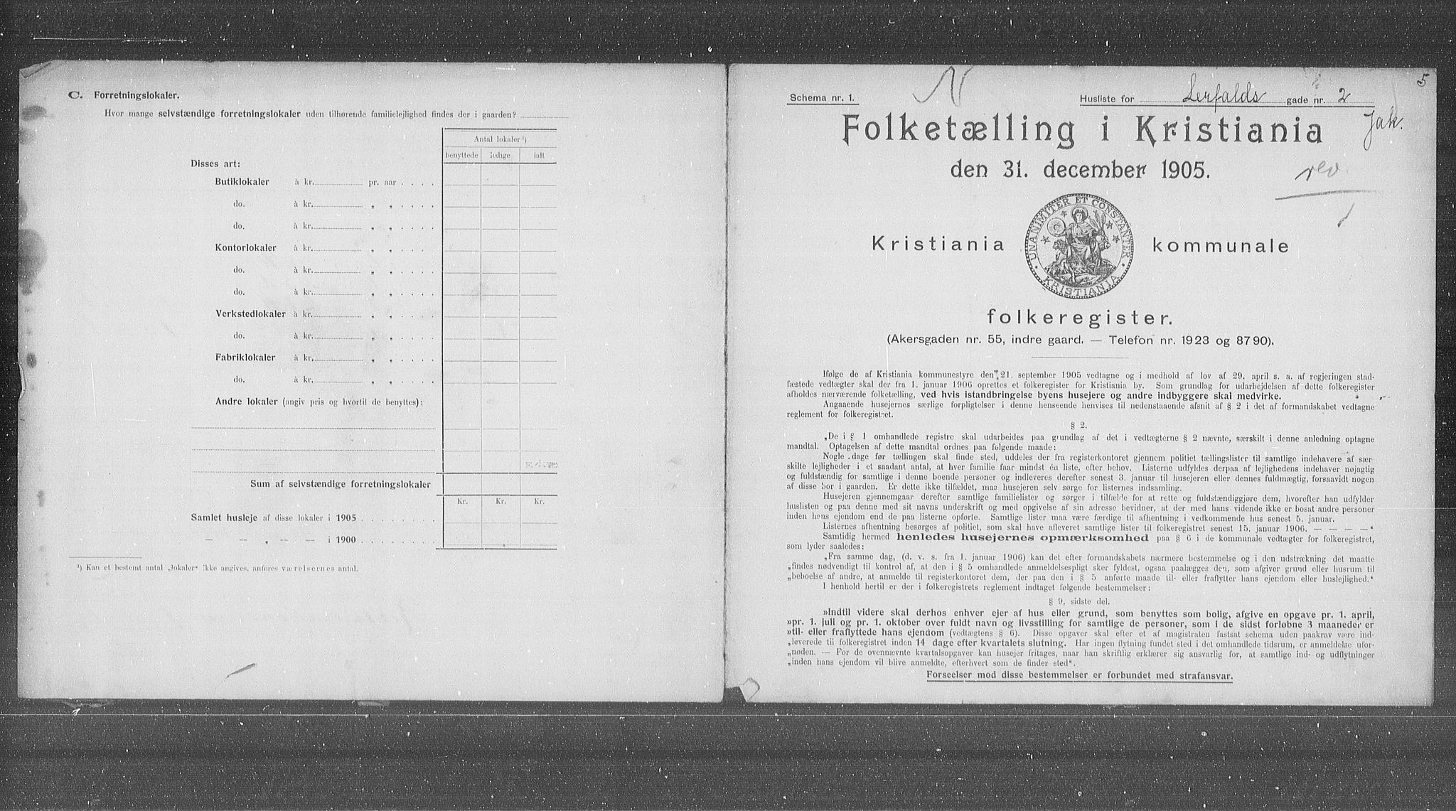 OBA, Municipal Census 1905 for Kristiania, 1905, p. 30115