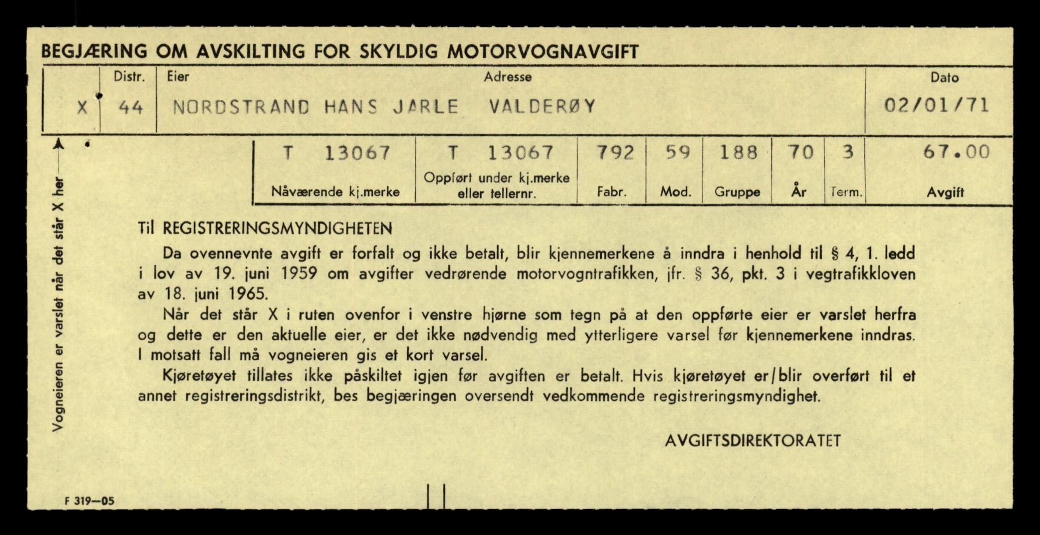 Møre og Romsdal vegkontor - Ålesund trafikkstasjon, AV/SAT-A-4099/F/Fe/L0037: Registreringskort for kjøretøy T 13031 - T 13179, 1927-1998, p. 713